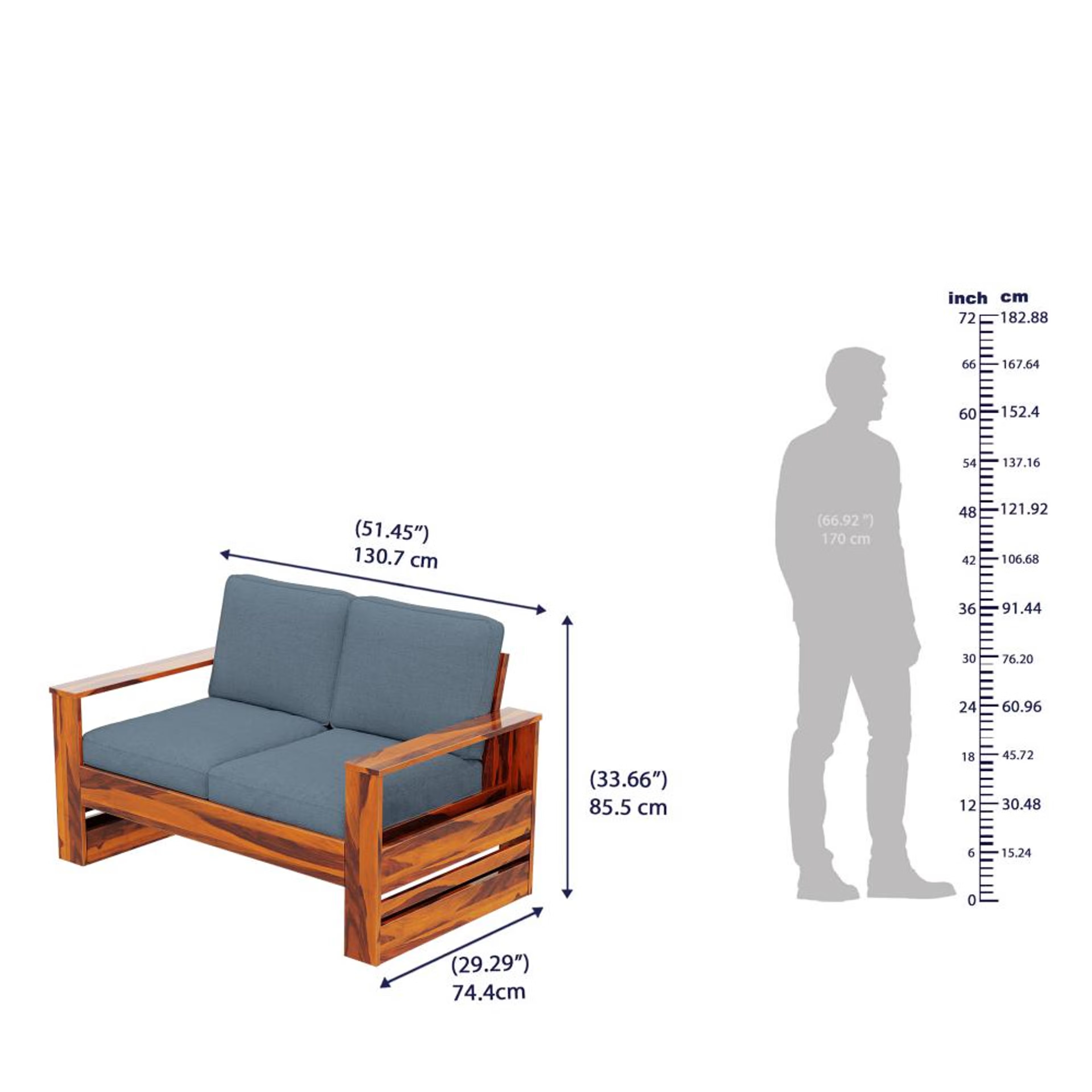 Wakefit Bahamas Sheesham Wood Sofa - Two Seater Regular, 2 Seater, Omega Blue 7 Wakefit Bahamas Sheesham Wood Sofa - Two Seater Regular, 2 Seater, Omega Blue