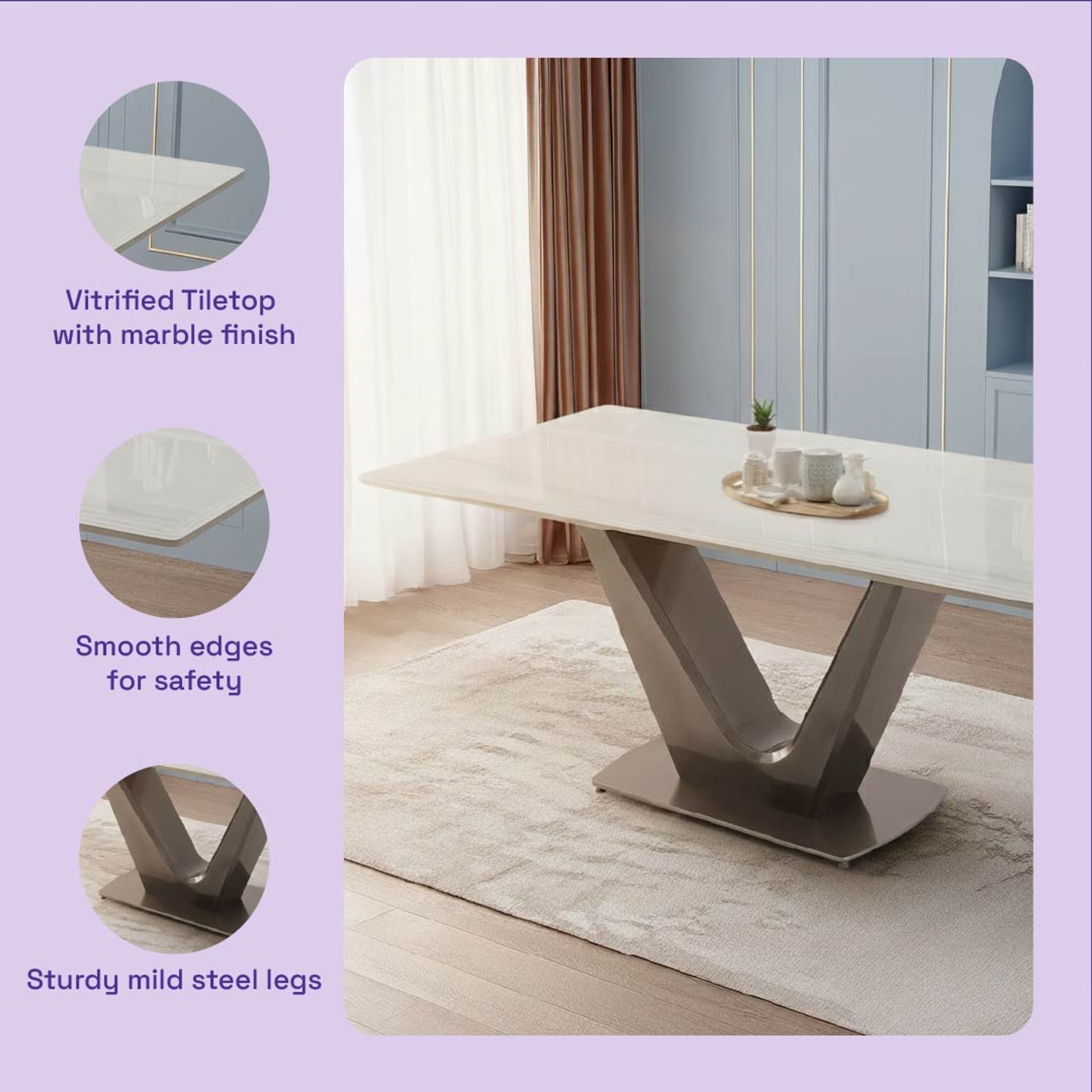 Home 38 Wakefit Bagna Dining Table - 6 Seater 6 Seater