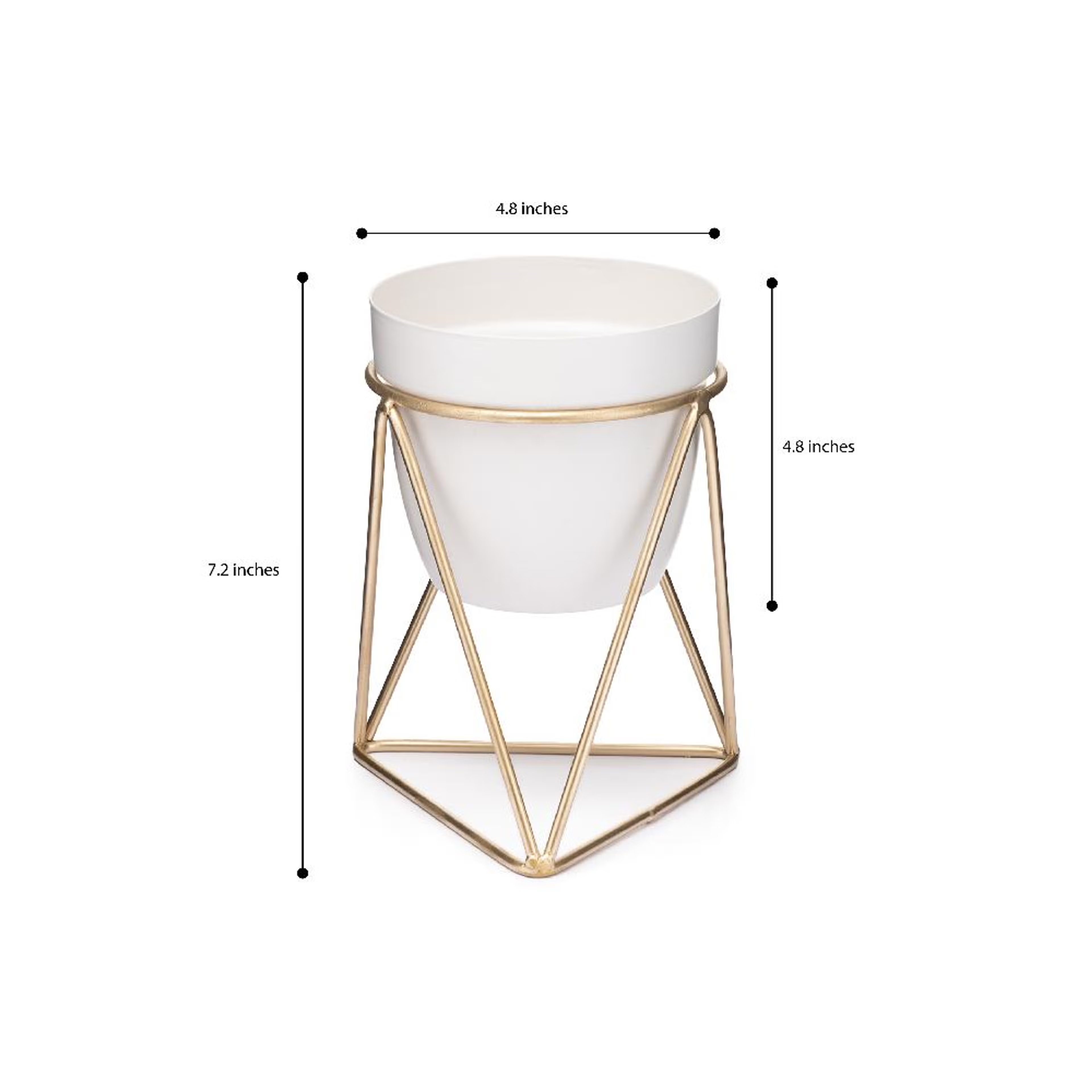 Home 46 Table Top Metal Flower Pot | Indoor Planter With Stand | Pearl White | Claymore Metal, White, Set of 1
