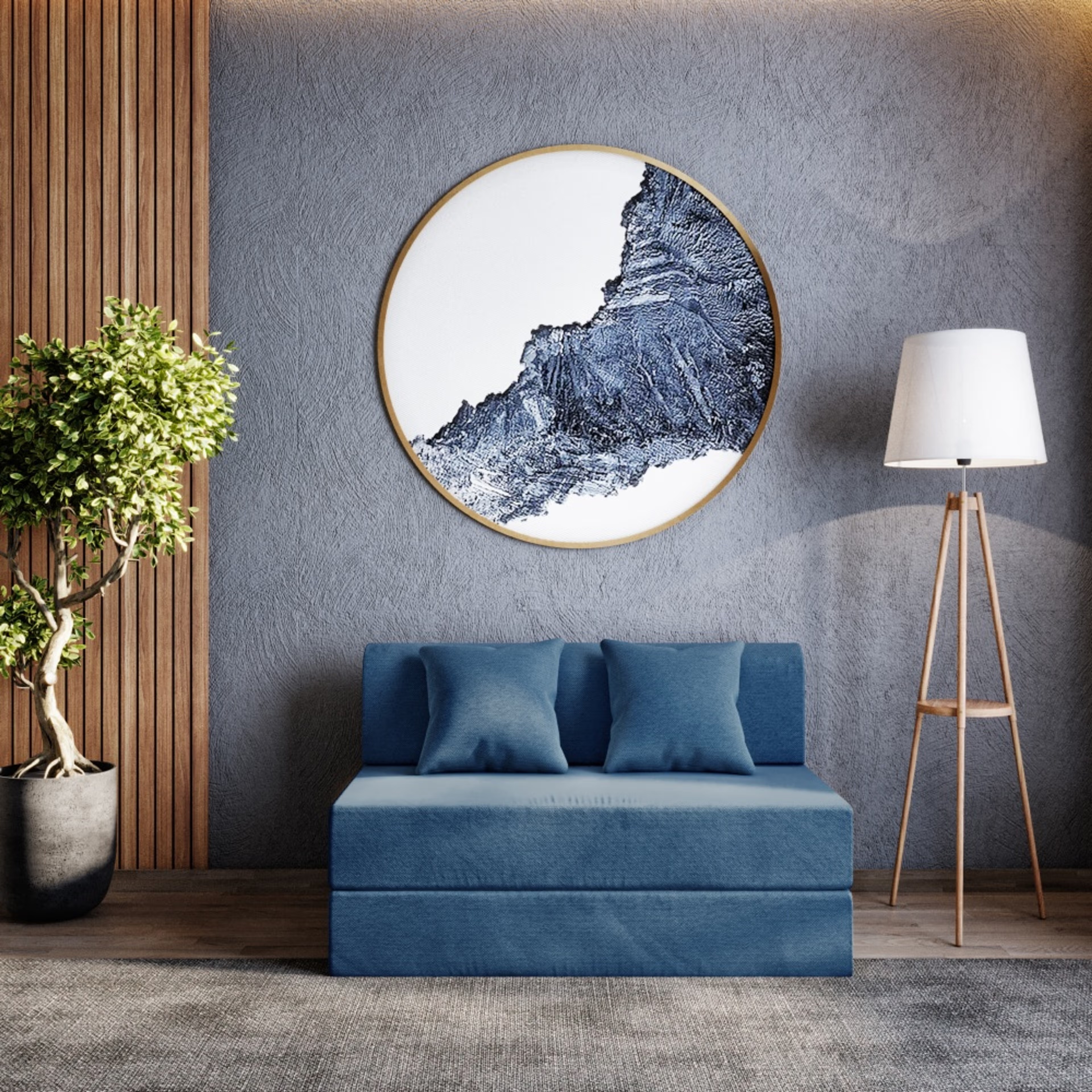 Home 35 Wakefit Flipper Sofa cum Bed - Two Seater, Omega Blue Regular, 7.5 Thickness, Two Seater, Omega Blue