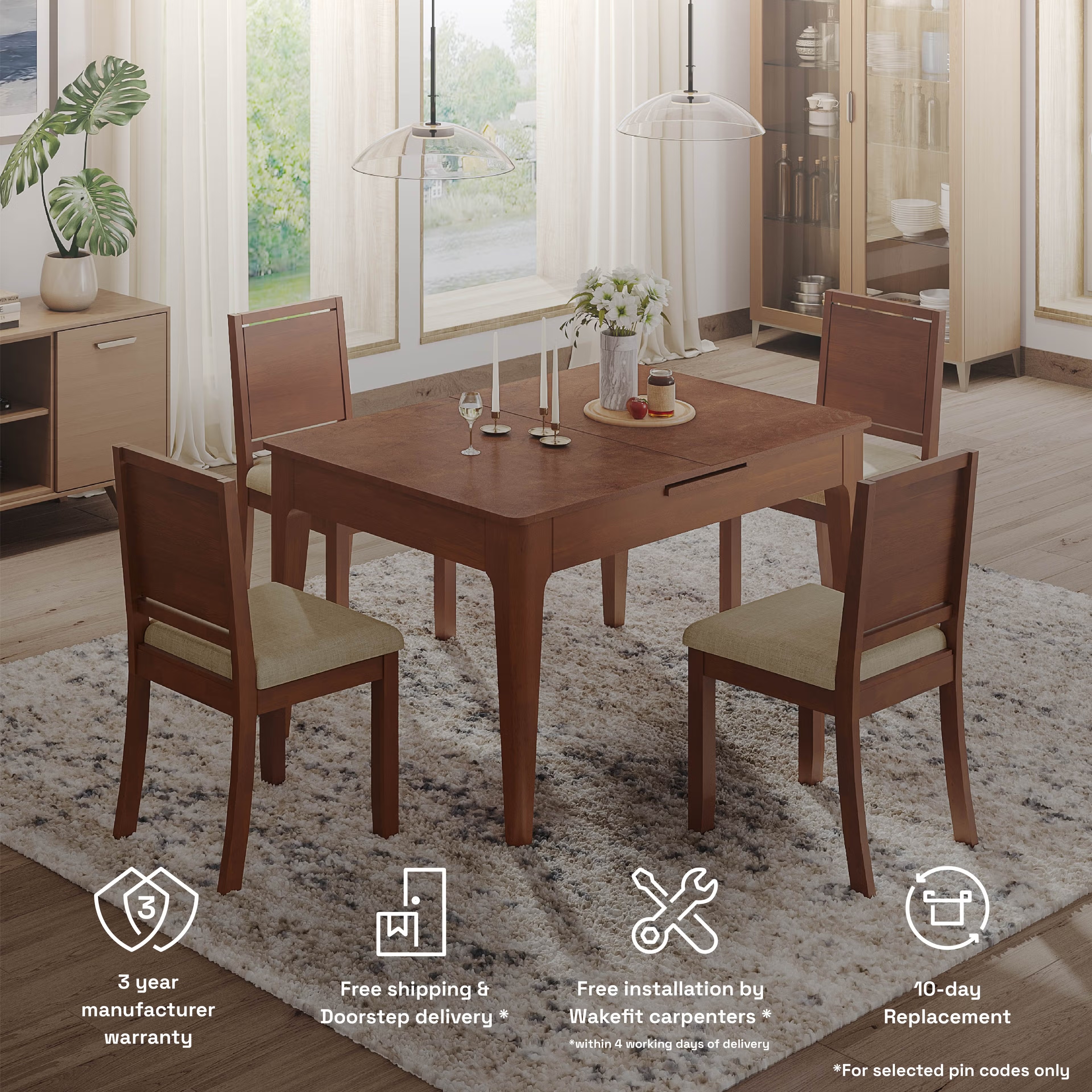 Wakefit Ceviche 4-6 Seater Extendable Dining Table 11 Wakefit Ceviche 4-6 Seater Extendable Dining Table