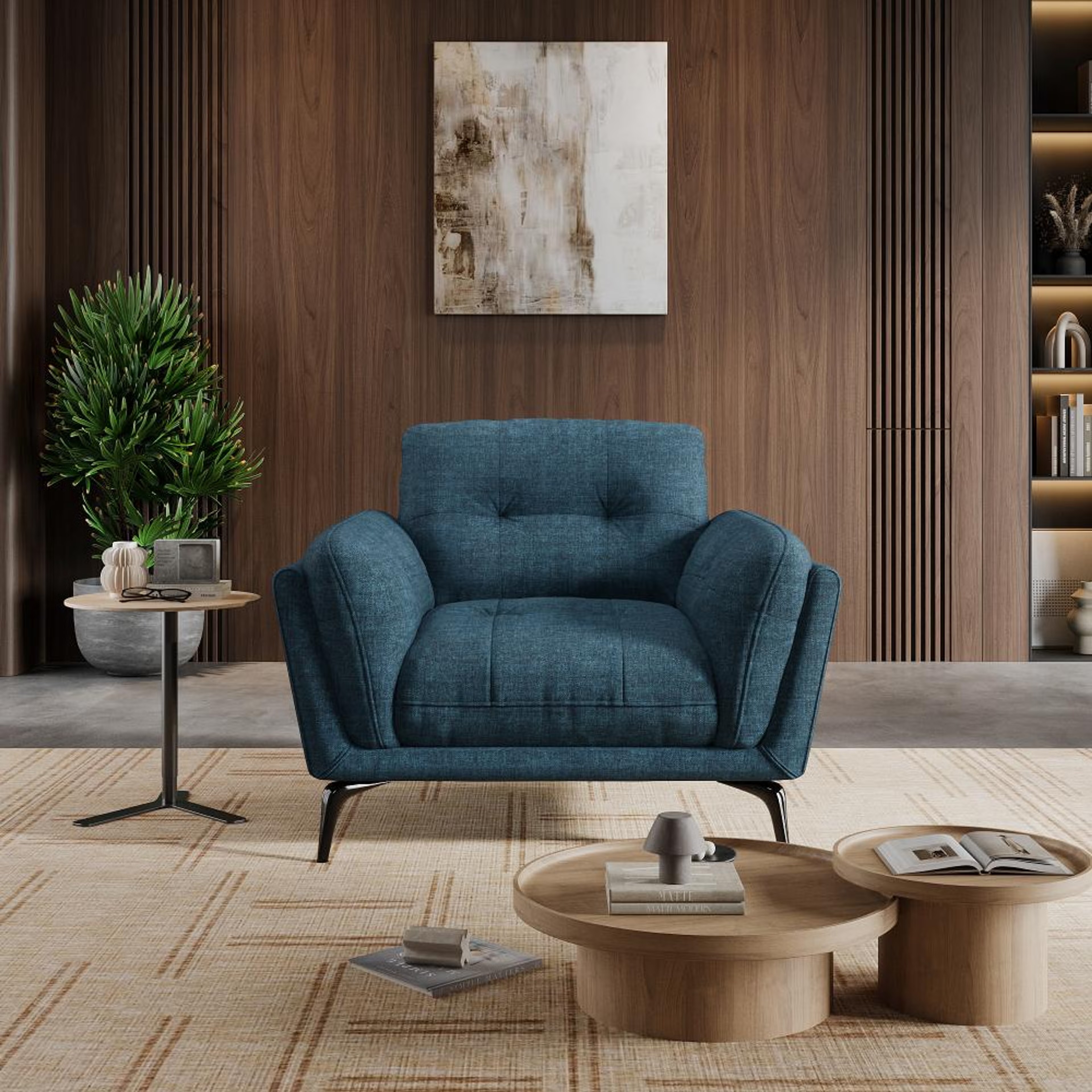 Wakefit Lille Sofa - One Seater Regular, Single Seater, Deep Ocean