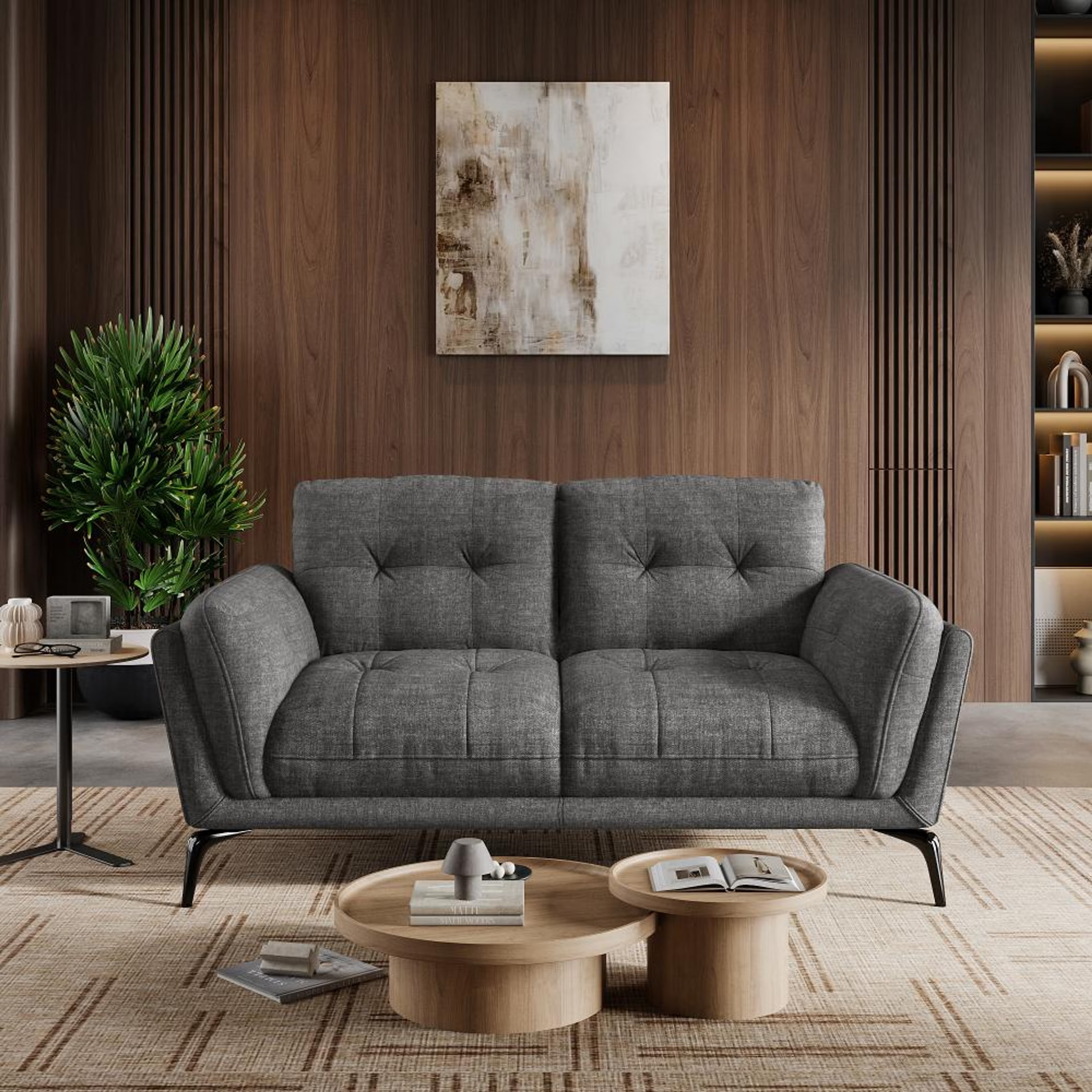 Wakefit Lille Sofa - Two Seater Regular, Two Seater, Graphite