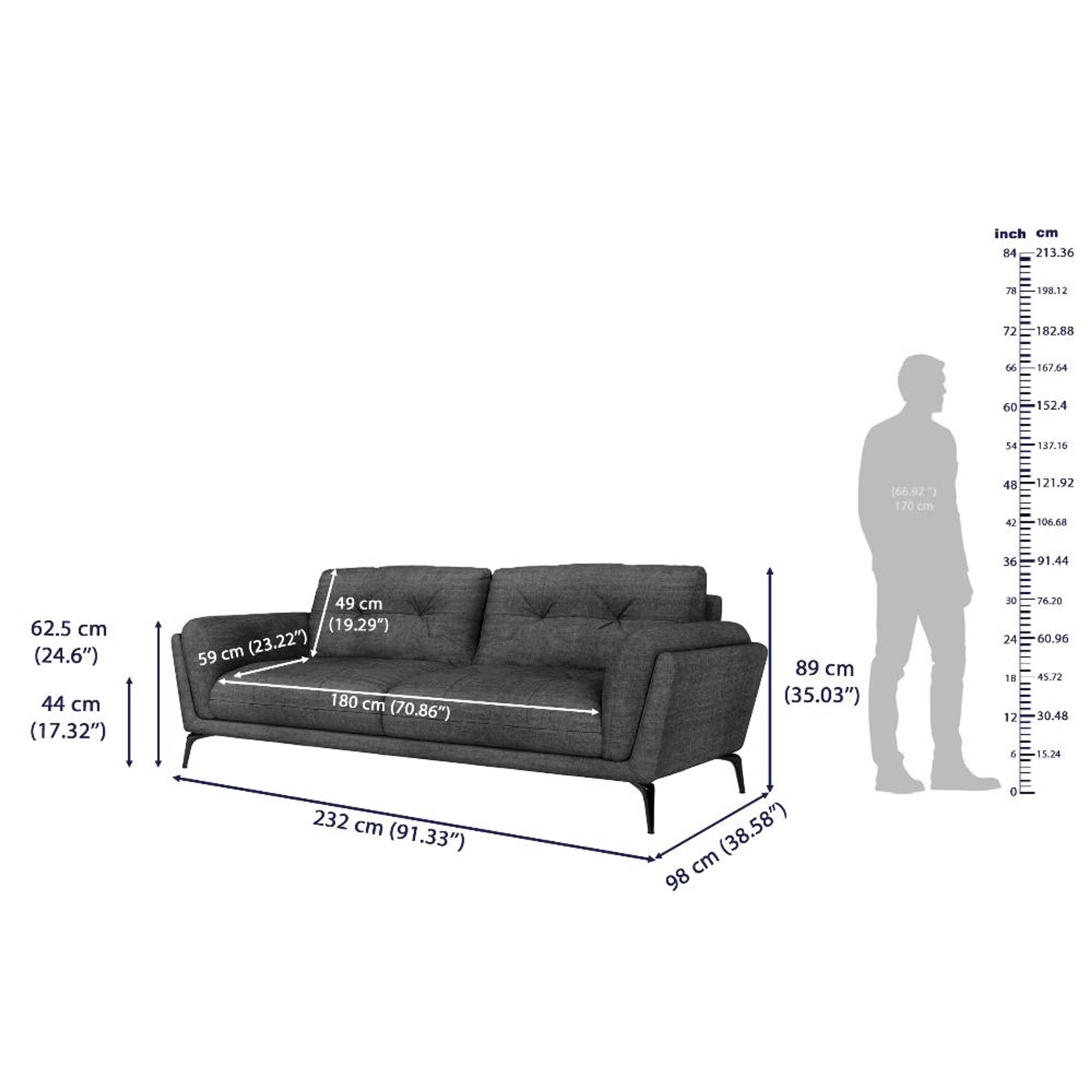 Wakefit Lille Sofa - Three Seater Regular, Three Seater, Graphite 7 Wakefit Lille Sofa - Three Seater Regular, Three Seater, Graphite