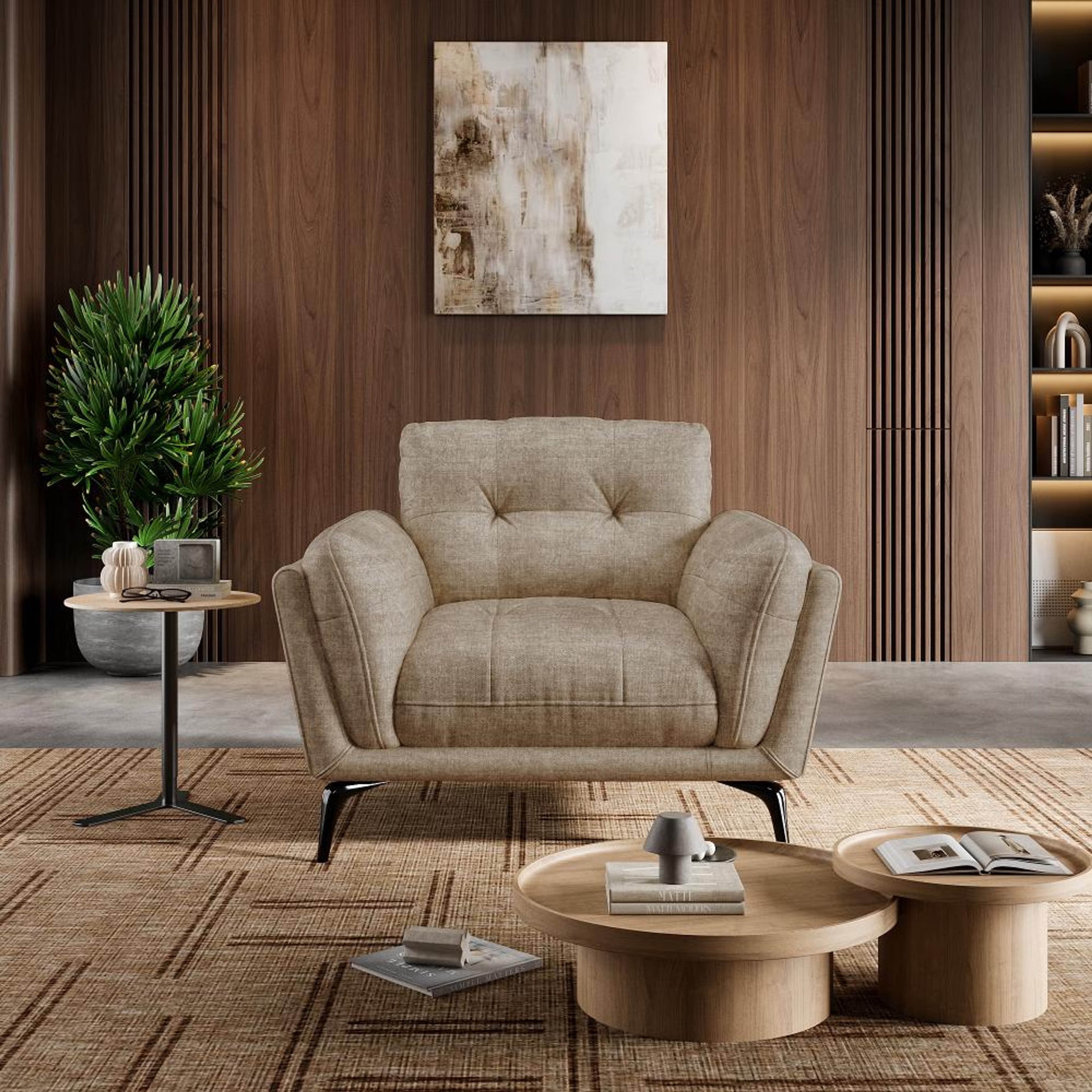 Wakefit Lille Sofa - One Seater Regular, Single Seater, Taupe