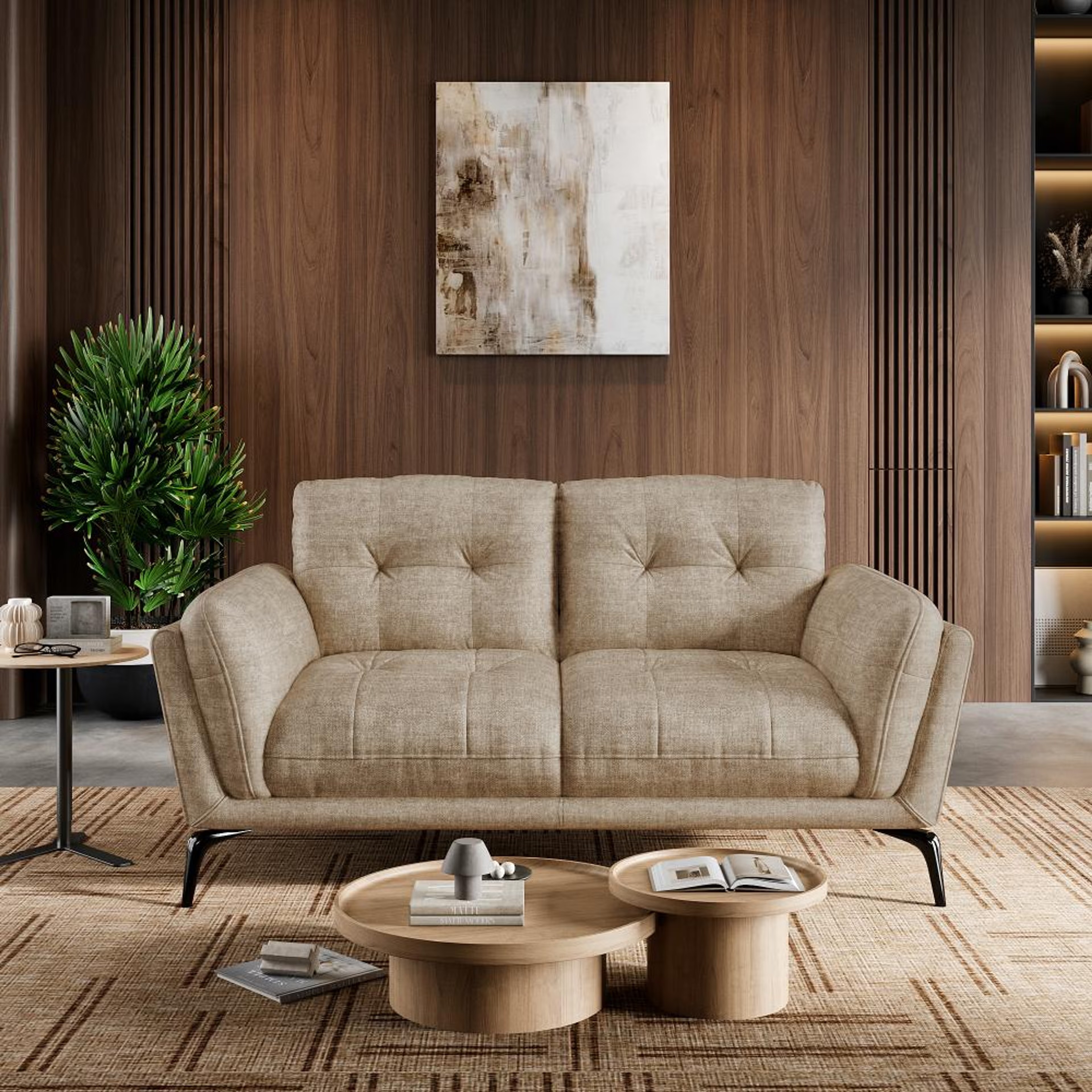 Wakefit Lille Sofa - Two Seater Regular, Two Seater, Taupe