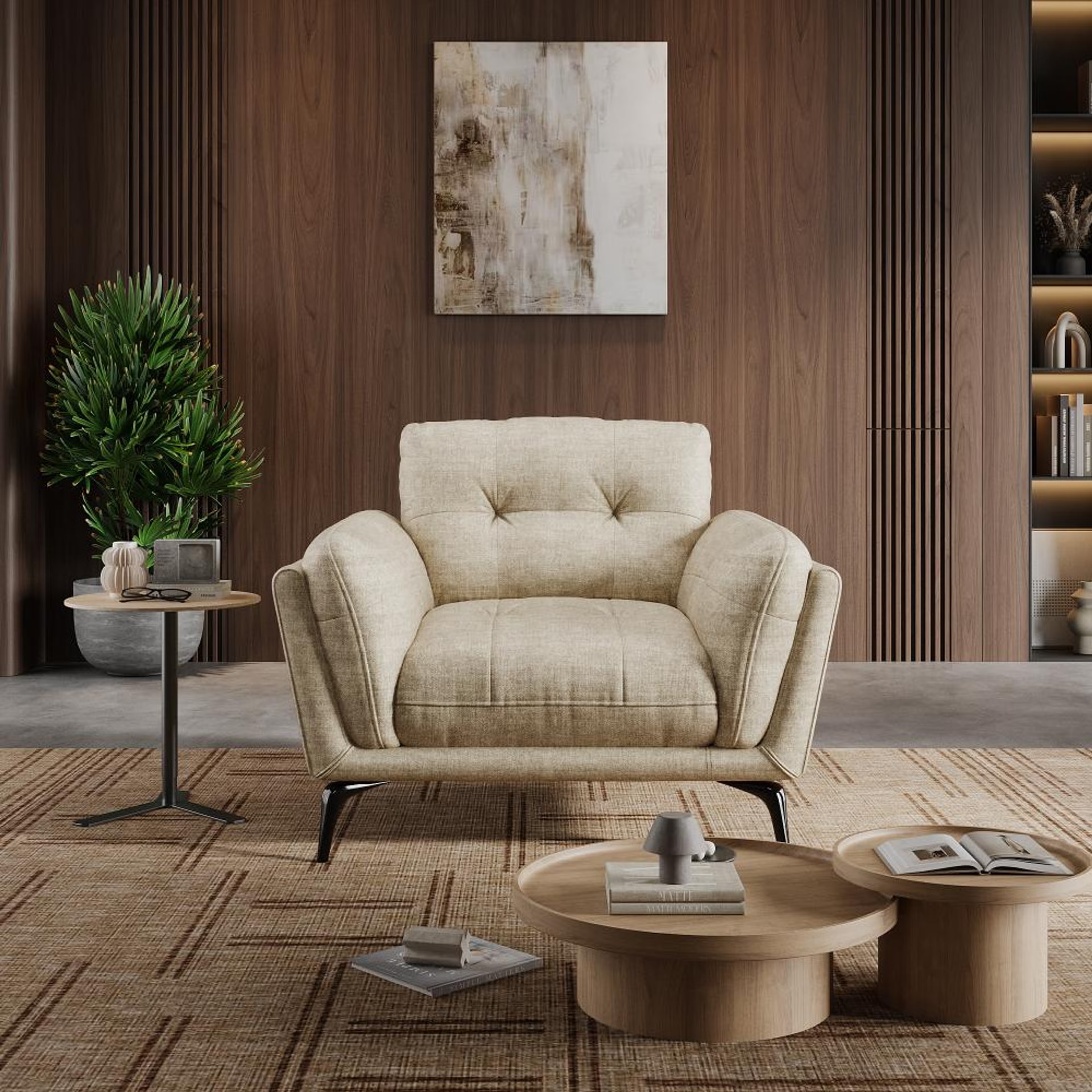 Home 46 Wakefit Lille Sofa - One Seater Regular, Single Seater, Beige
