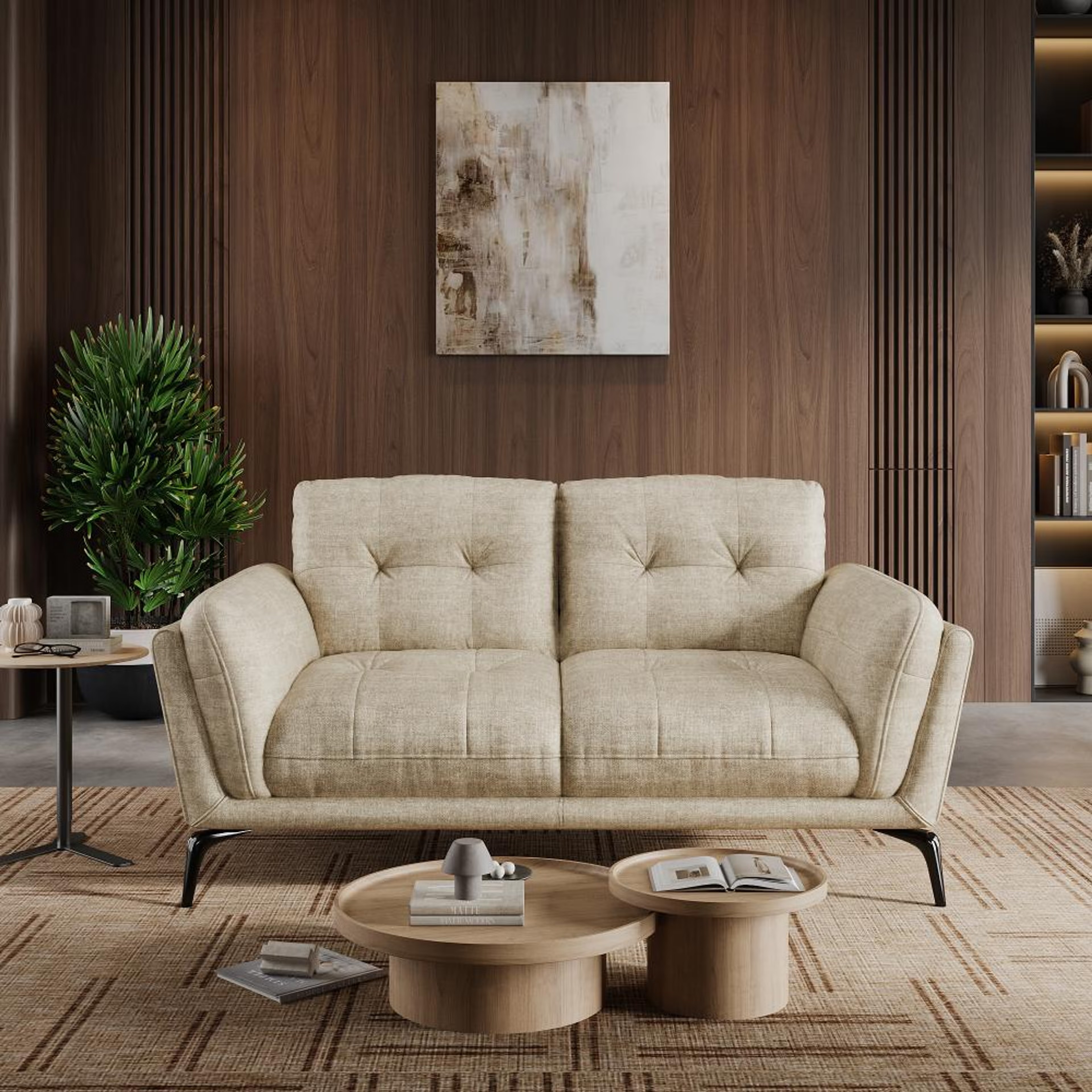 Wakefit Lille Sofa - Two Seater Regular, Two Seater, Beige