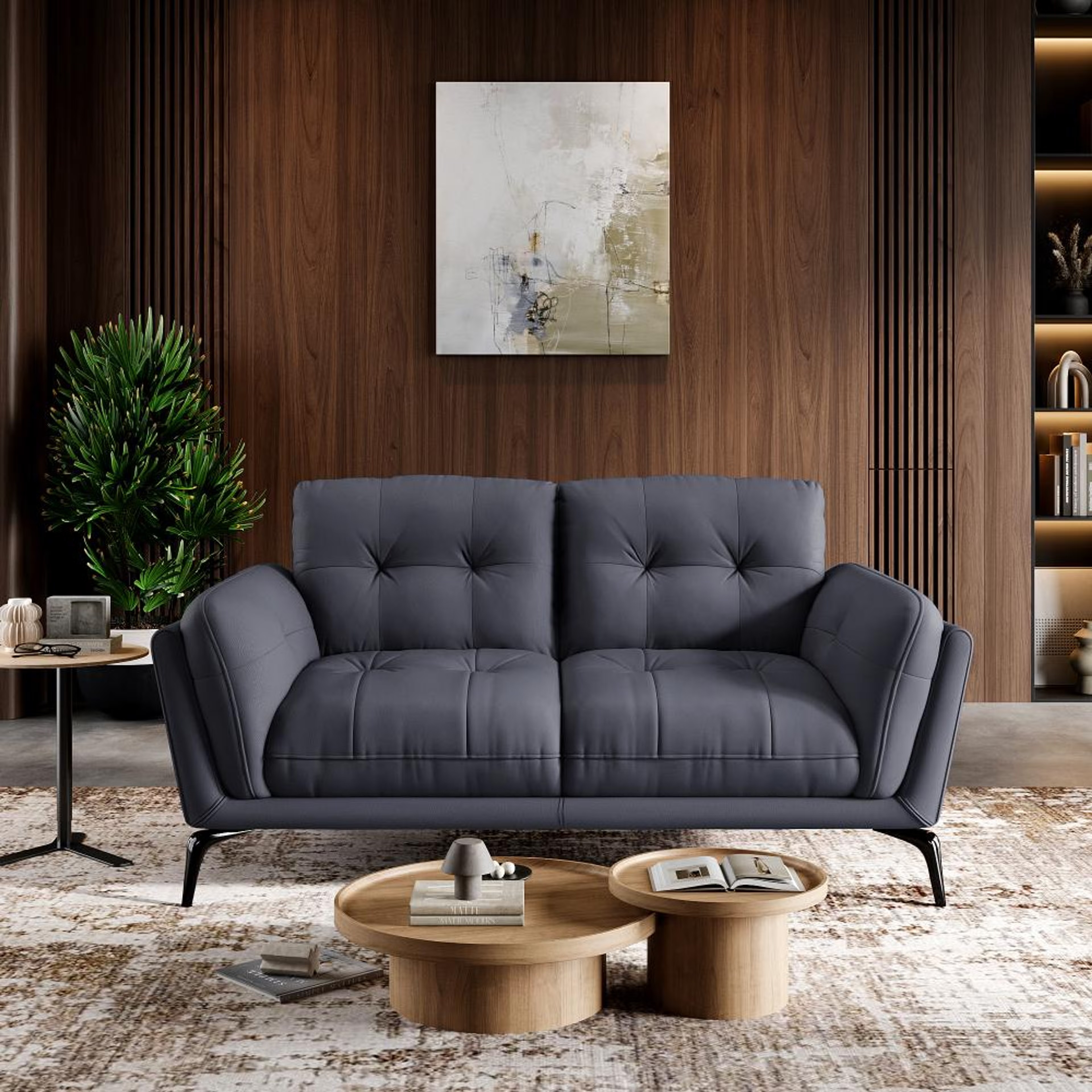 Wakefit Lille Sofa - Two Seater Regular, Two Seater, Blue
