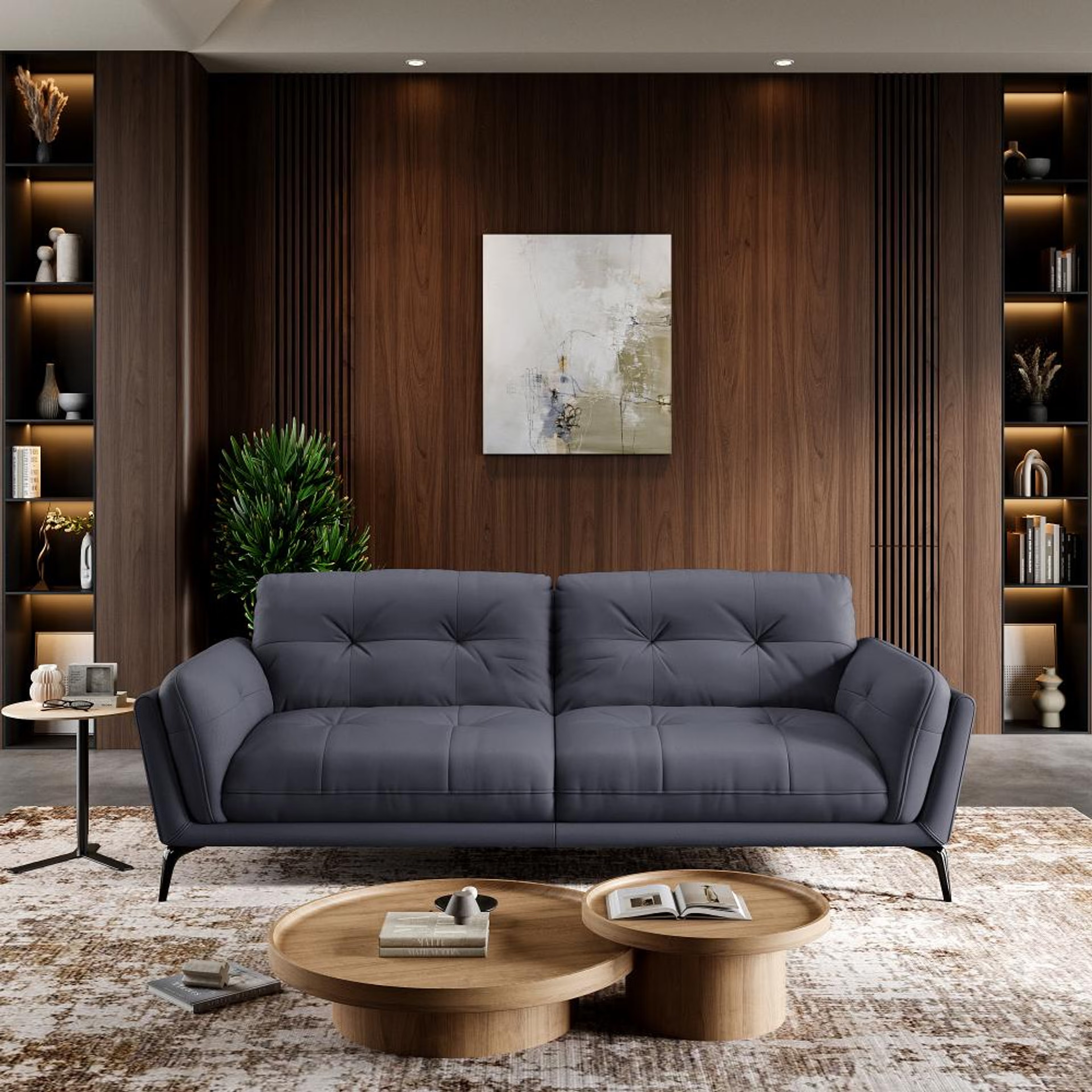 Wakefit Lille Sofa - Three Seater Regular, Three Seater, Blue