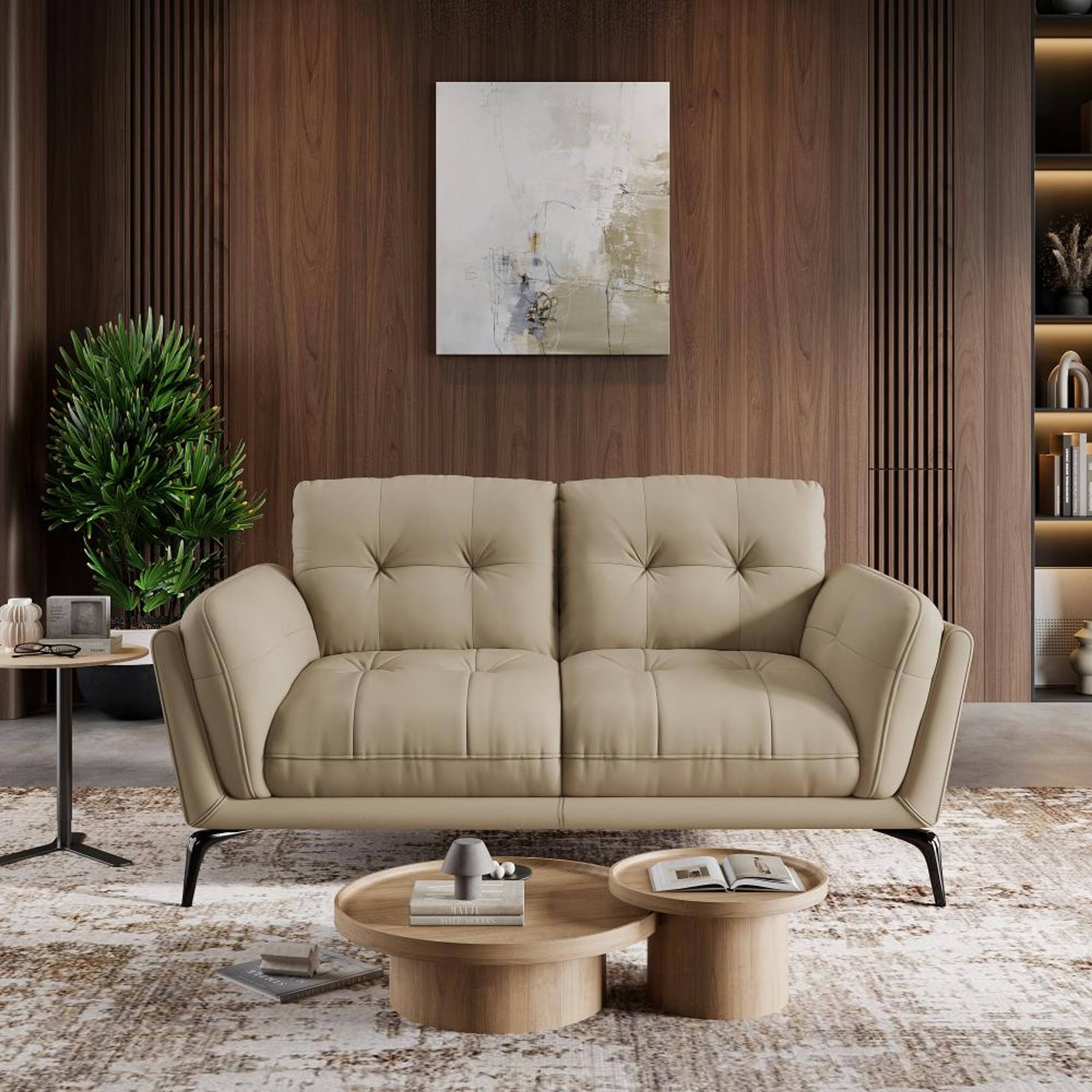 Wakefit Lille Sofa - Two Seater Regular, Two Seater, Beige