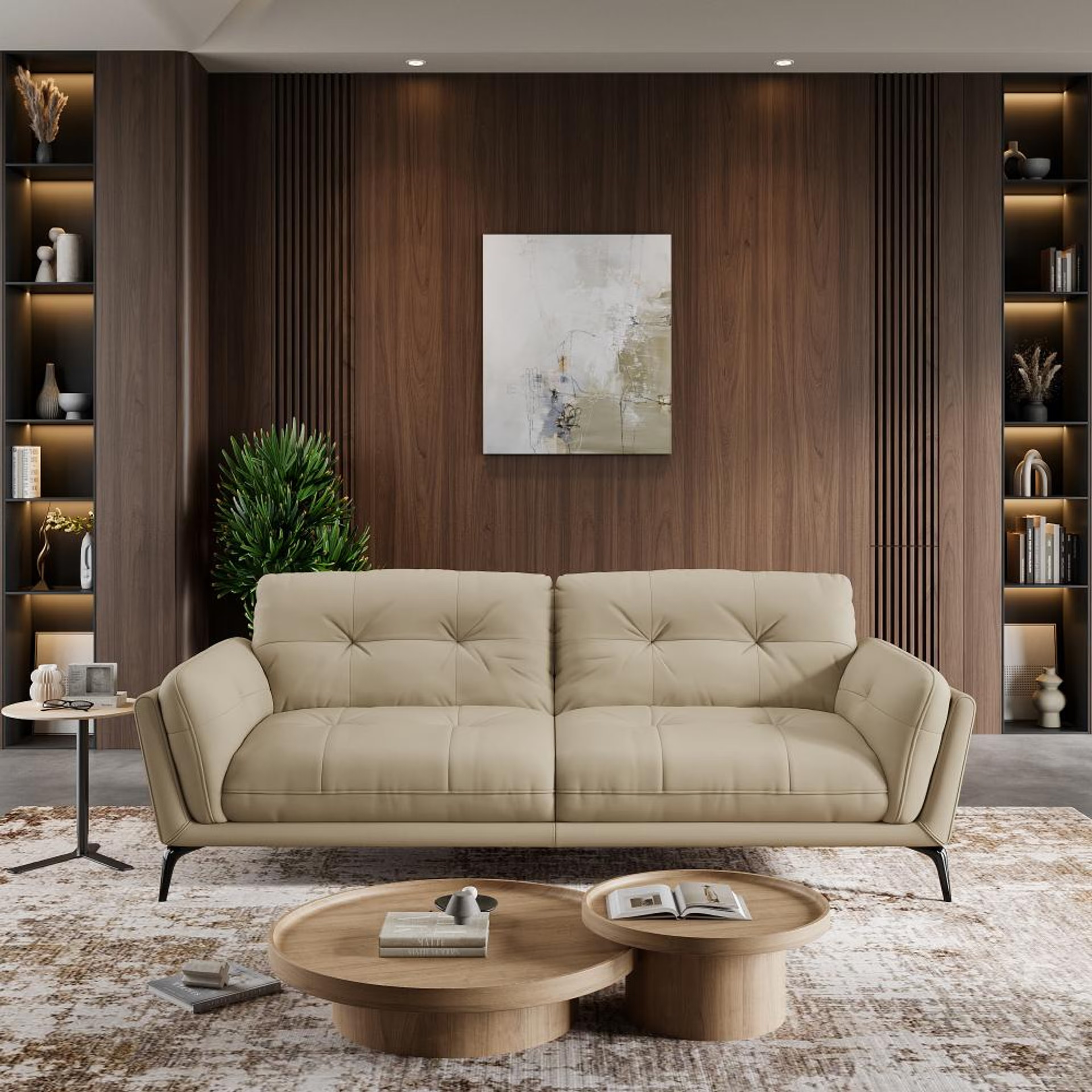 Wakefit Lille Sofa - Three Seater Regular, Three Seater, Beige