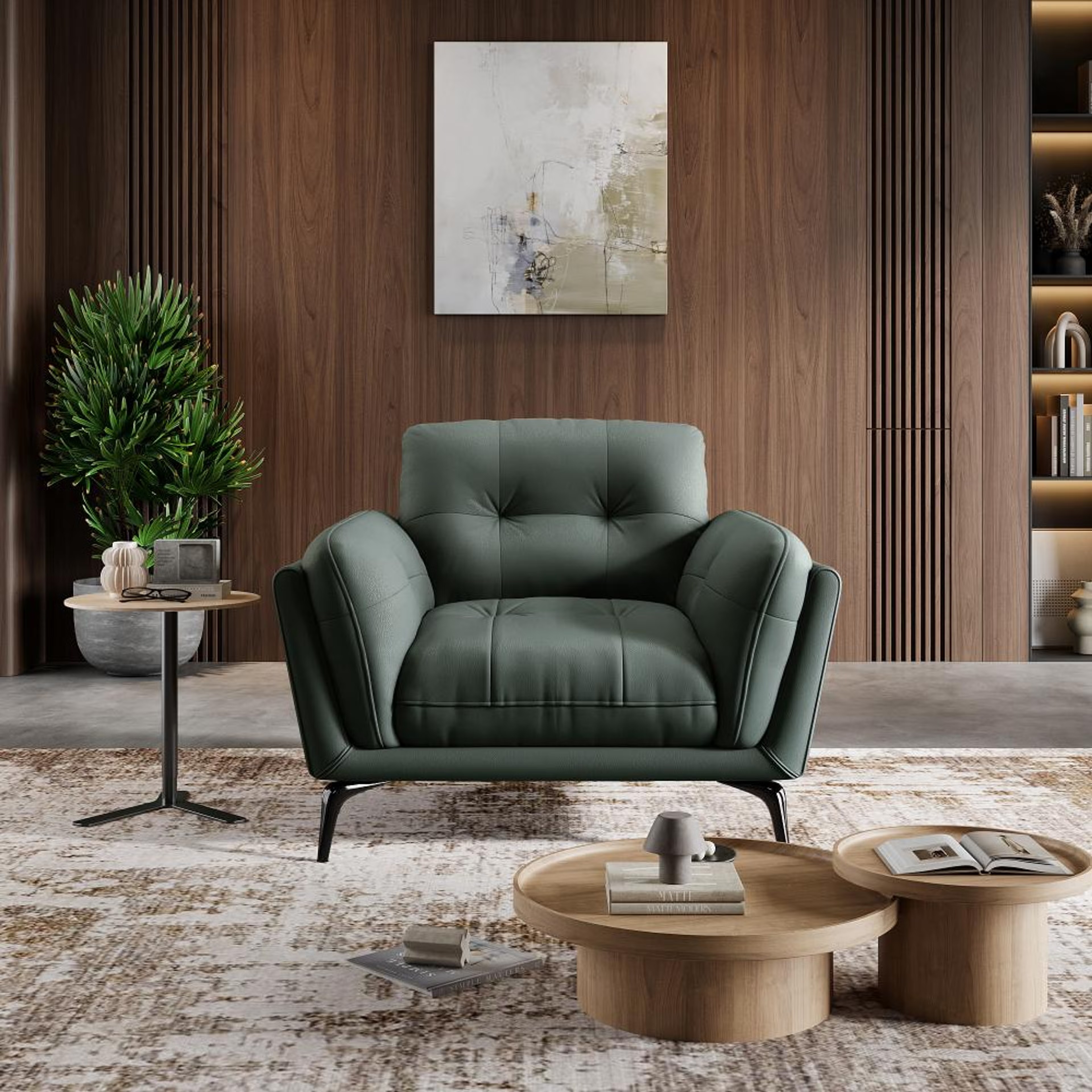 Wakefit Lille Sofa - One Seater Regular, Single Seater, Forest Green