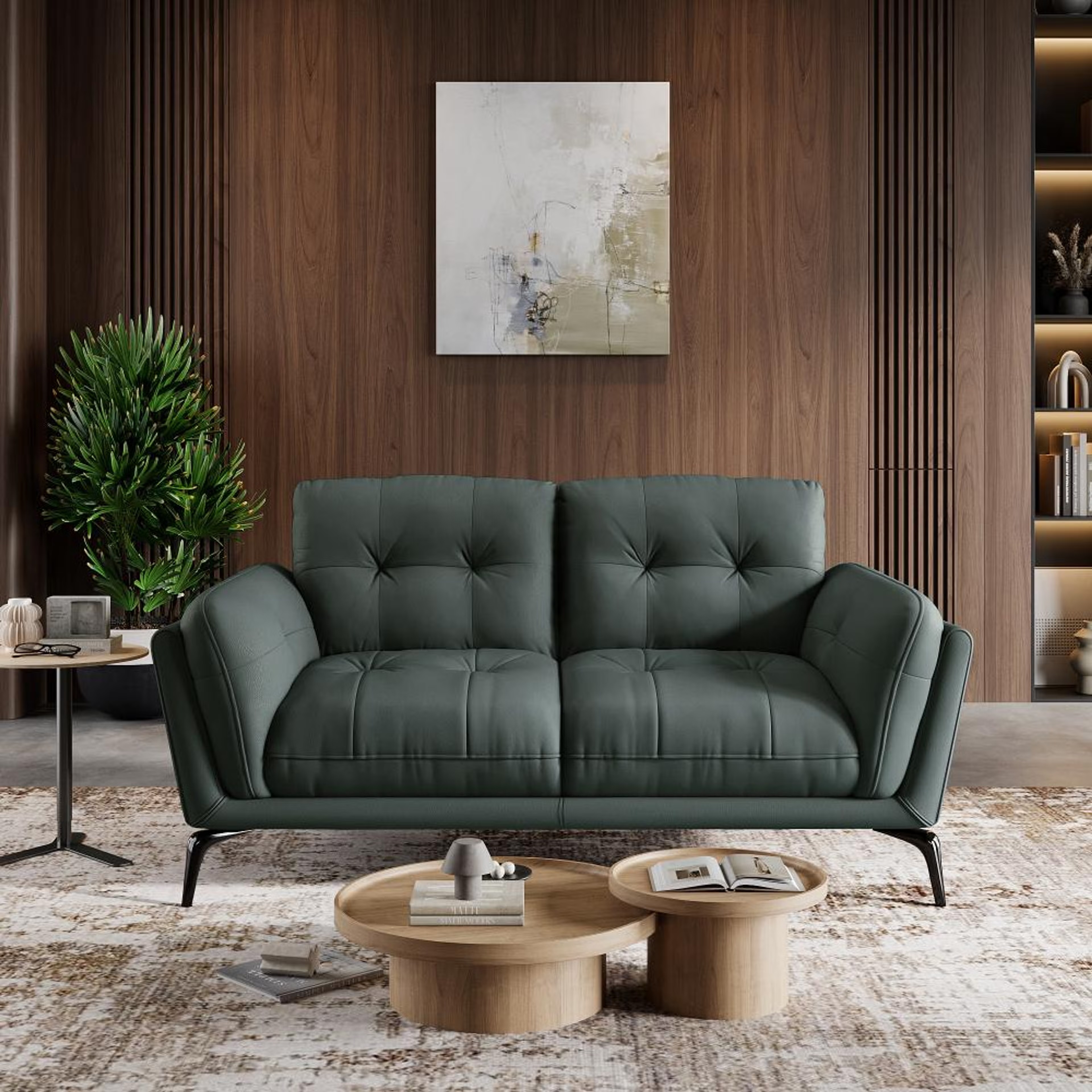 Wakefit Lille Sofa - Two Seater Regular, Two Seater, Forest Green