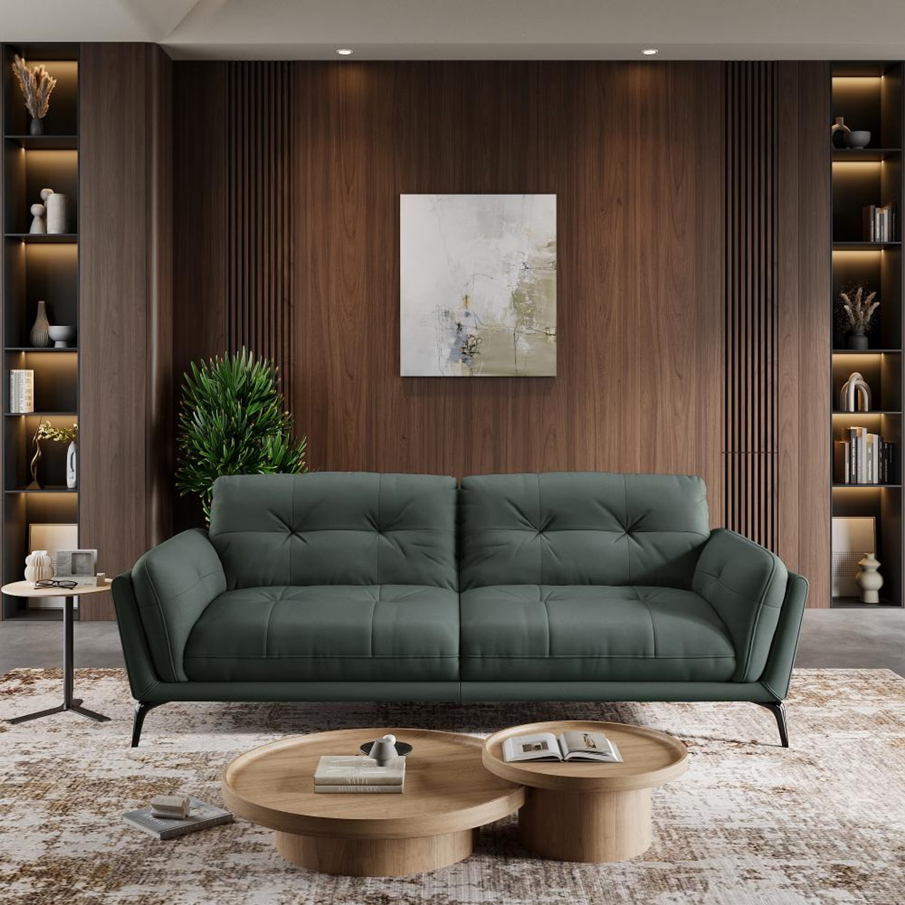 Wakefit Lille Sofa - Three Seater Regular, Three Seater, Forest Green