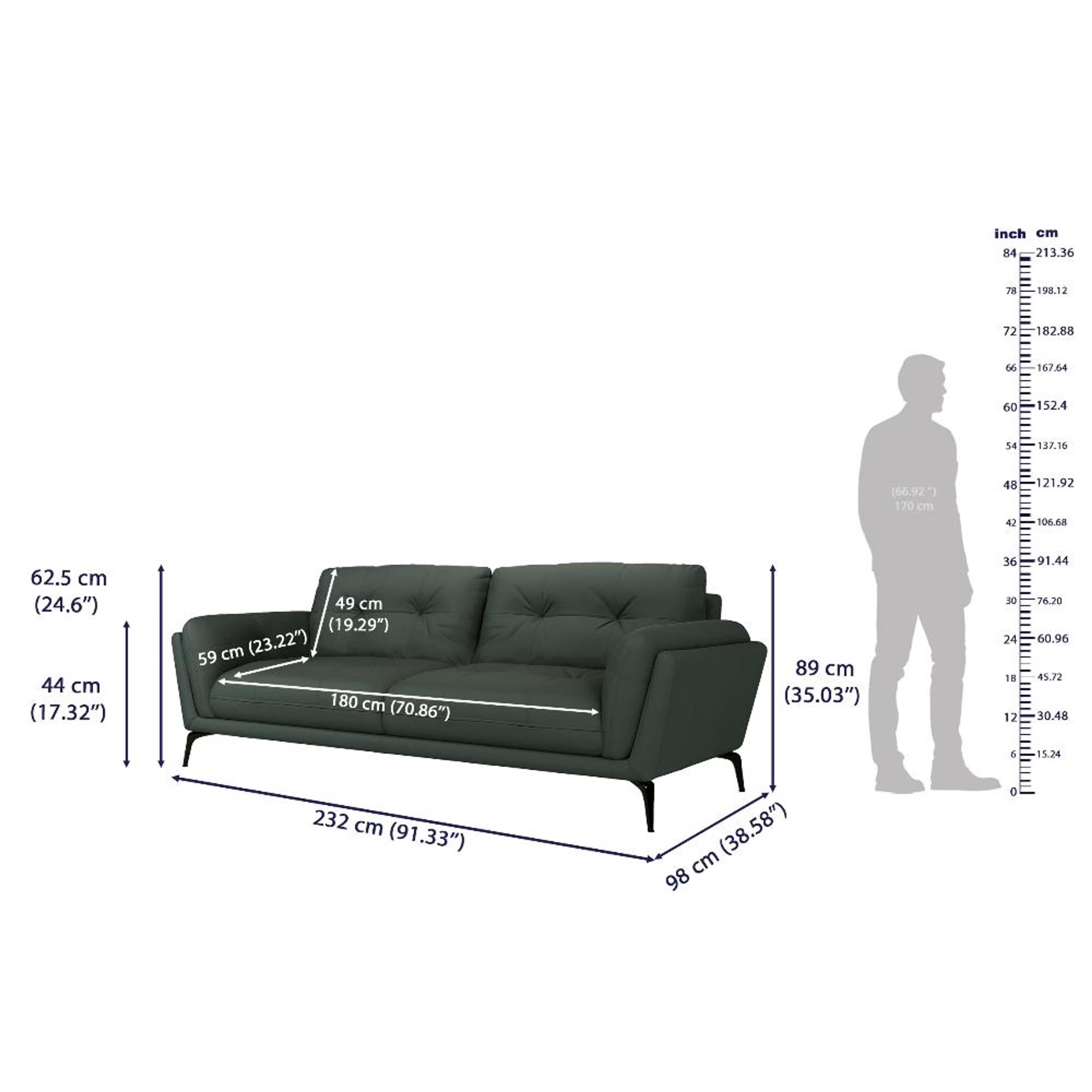 Wakefit Lille Sofa - Three Seater Regular, Three Seater, Forest Green 7 Wakefit Lille Sofa - Three Seater Regular, Three Seater, Forest Green