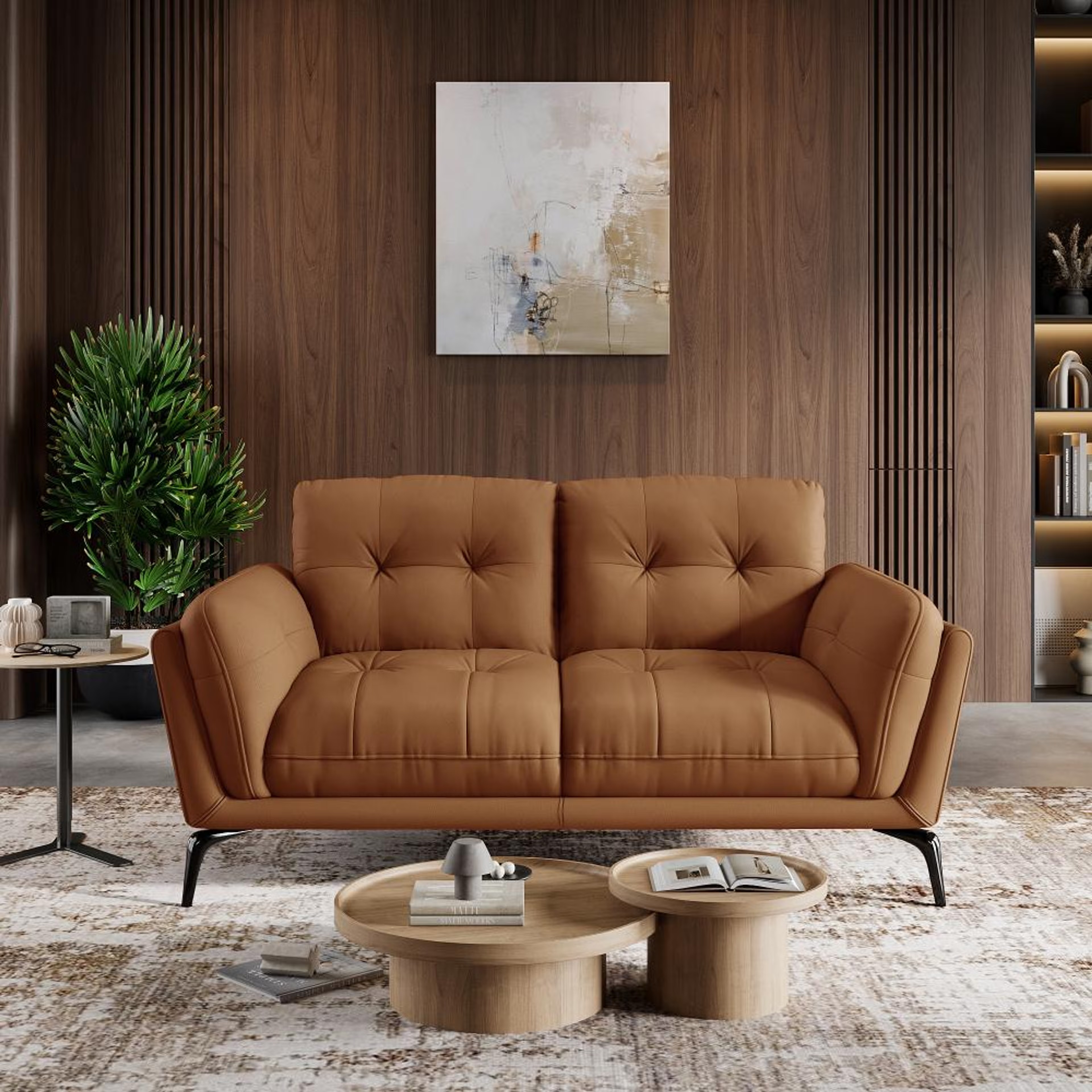 Wakefit Lille Sofa - Two Seater Regular, Two Seater, Brown