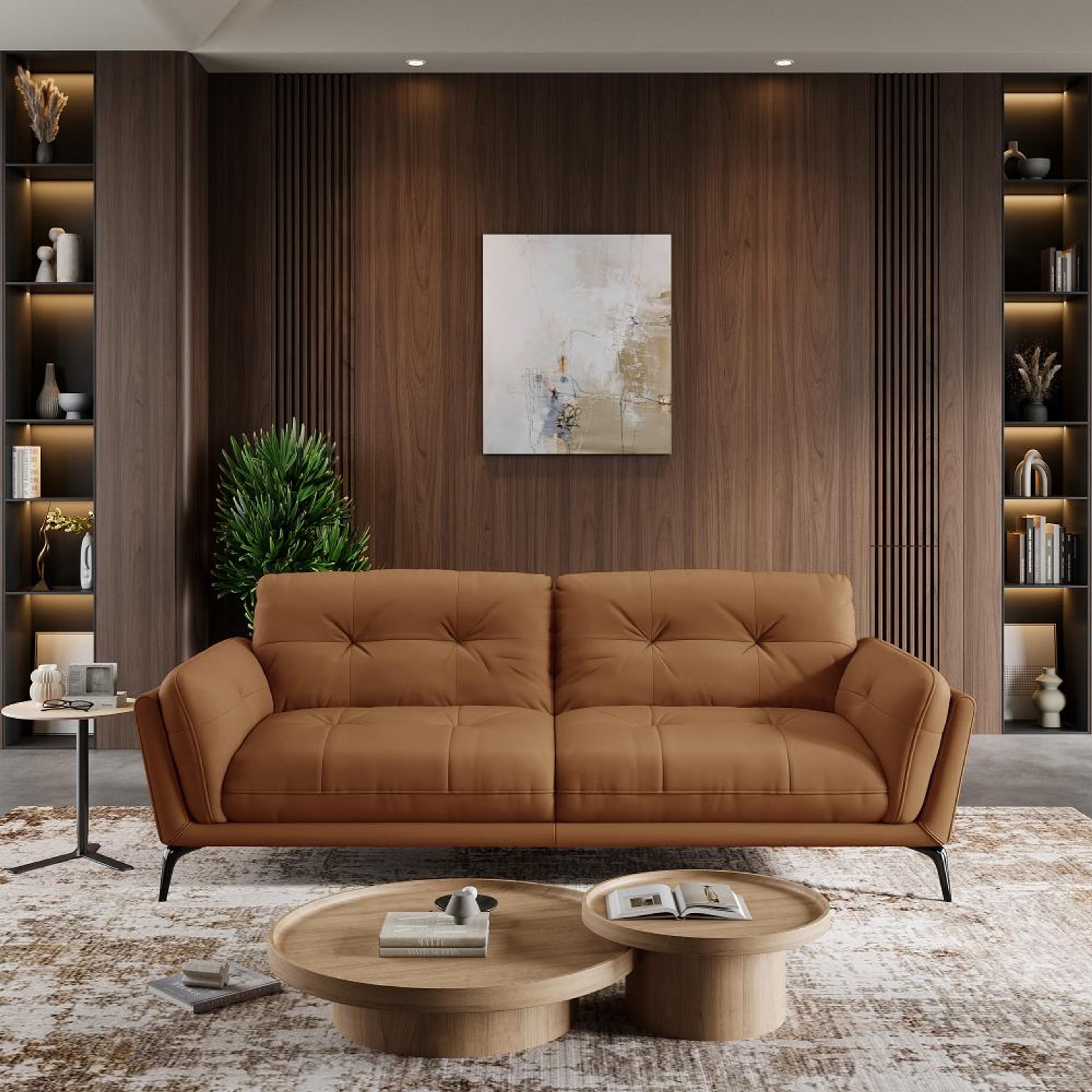 Wakefit Lille Sofa - Three Seater Regular, Three Seater, Brown