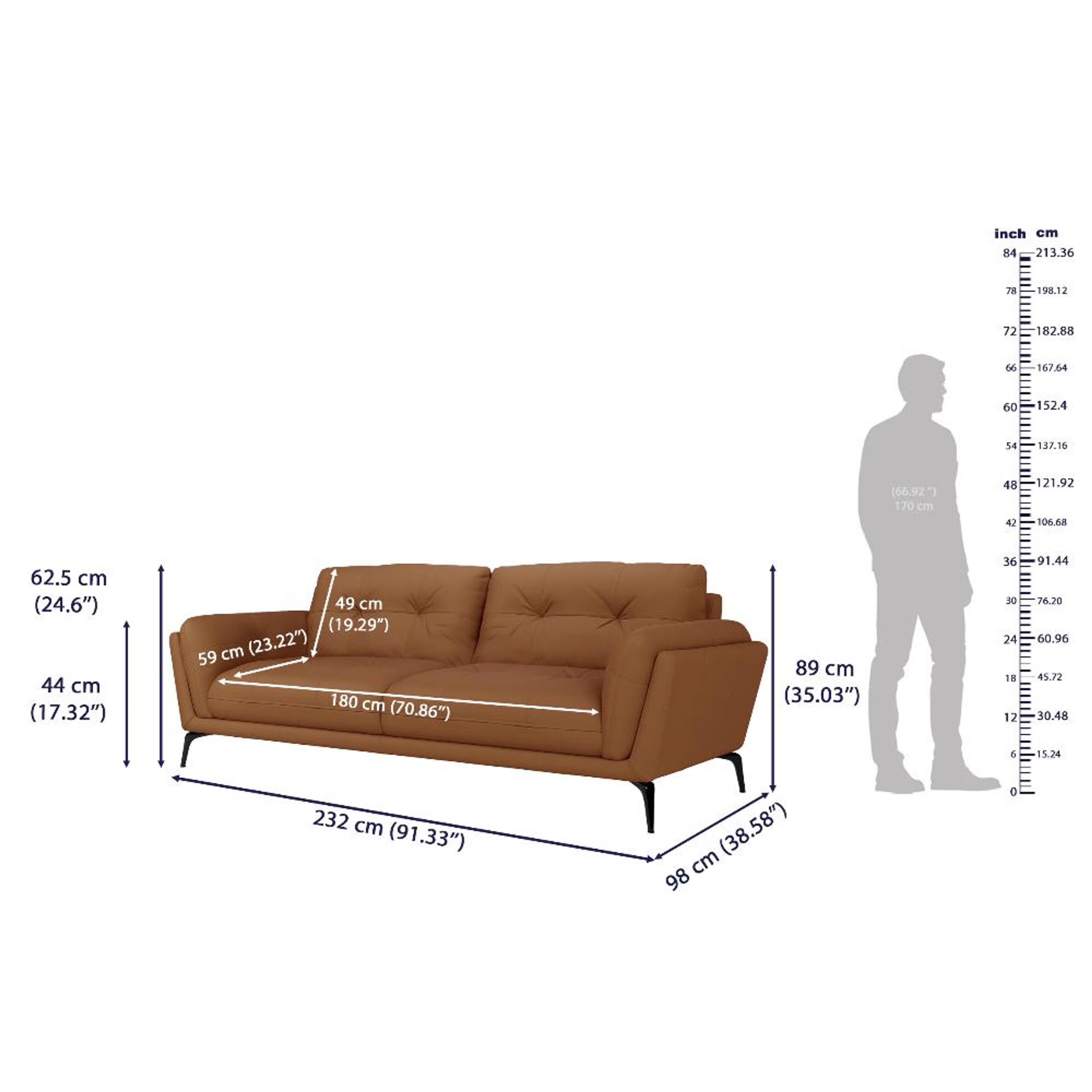 Wakefit Lille Sofa - Three Seater Regular, Three Seater, Brown 7 Wakefit Lille Sofa - Three Seater Regular, Three Seater, Brown