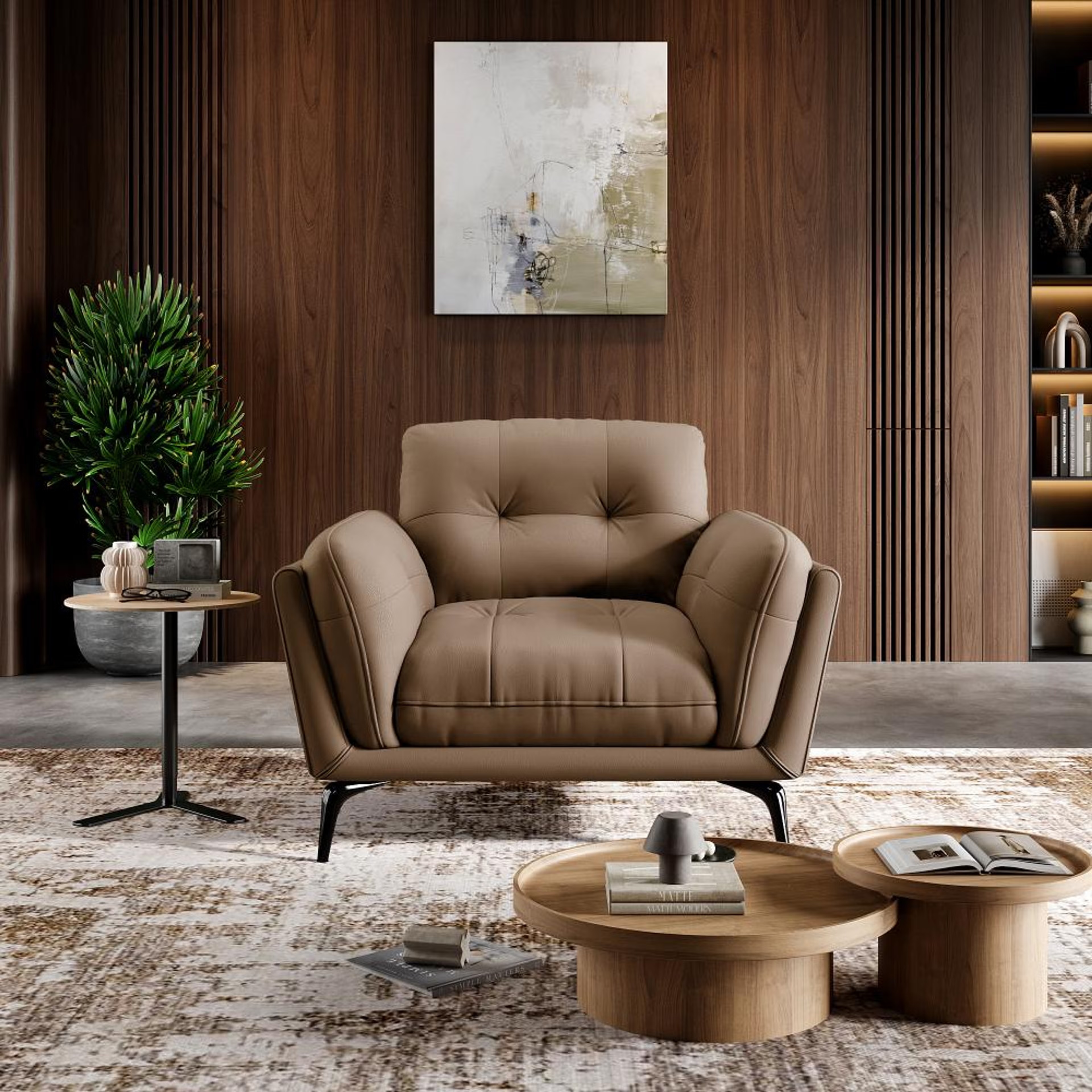 Home 37 Wakefit Lille Sofa - One Seater Regular, Single Seater, Cappuccino