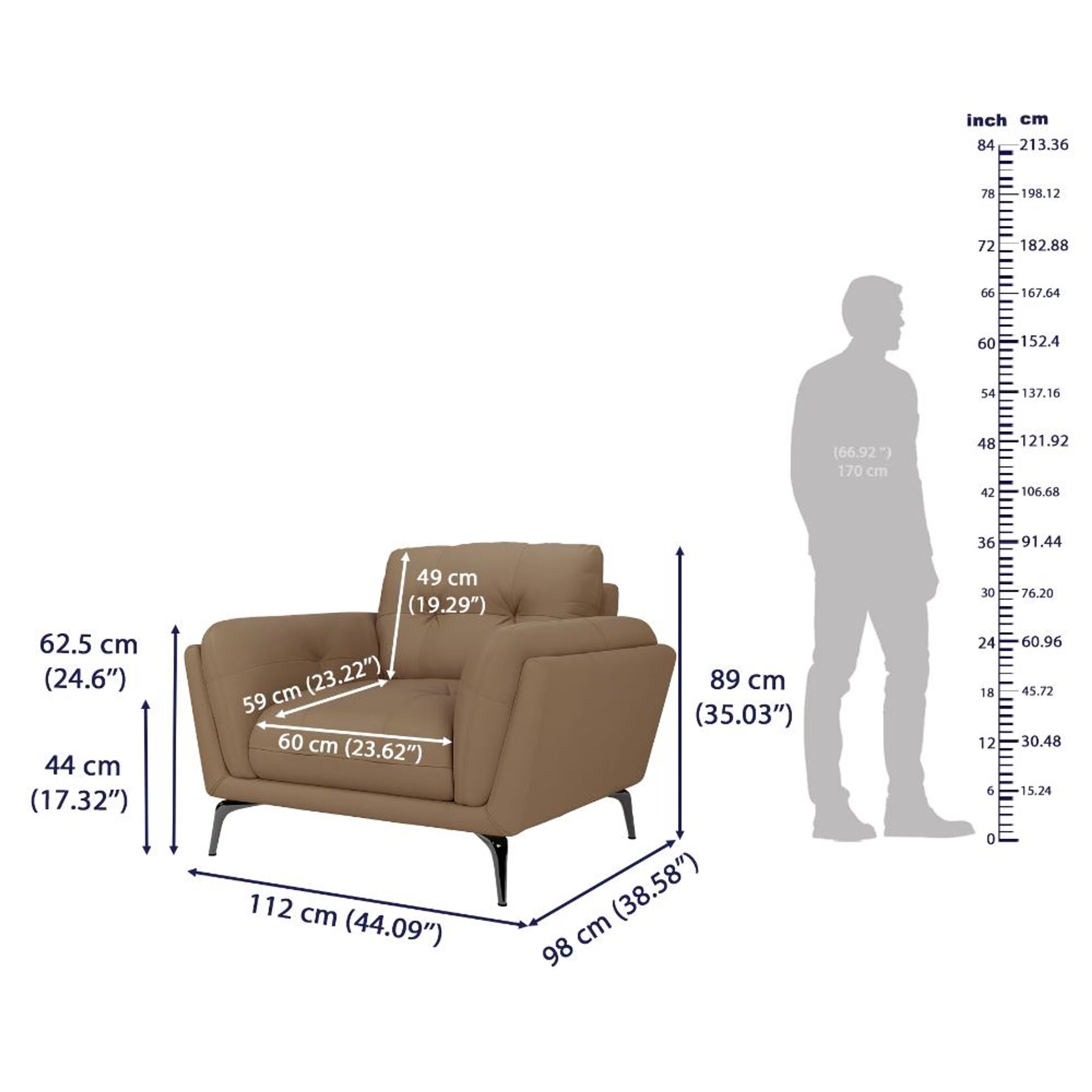 Wakefit Lille Sofa - One Seater Regular, Single Seater, Cappuccino 7 Wakefit Lille Sofa - One Seater Regular, Single Seater, Cappuccino