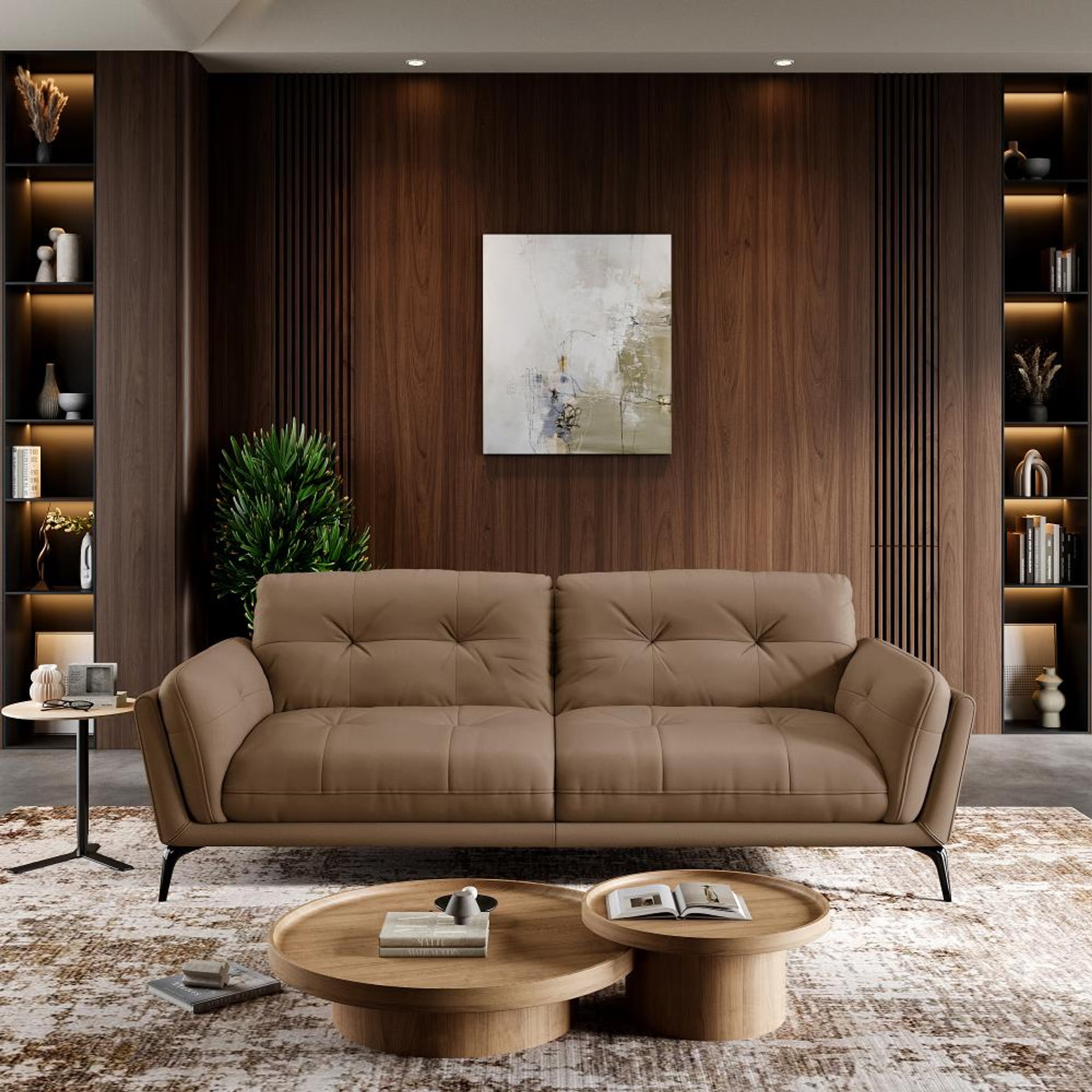 Wakefit Lille Sofa - Three Seater Regular, Three Seater, Cappuccino