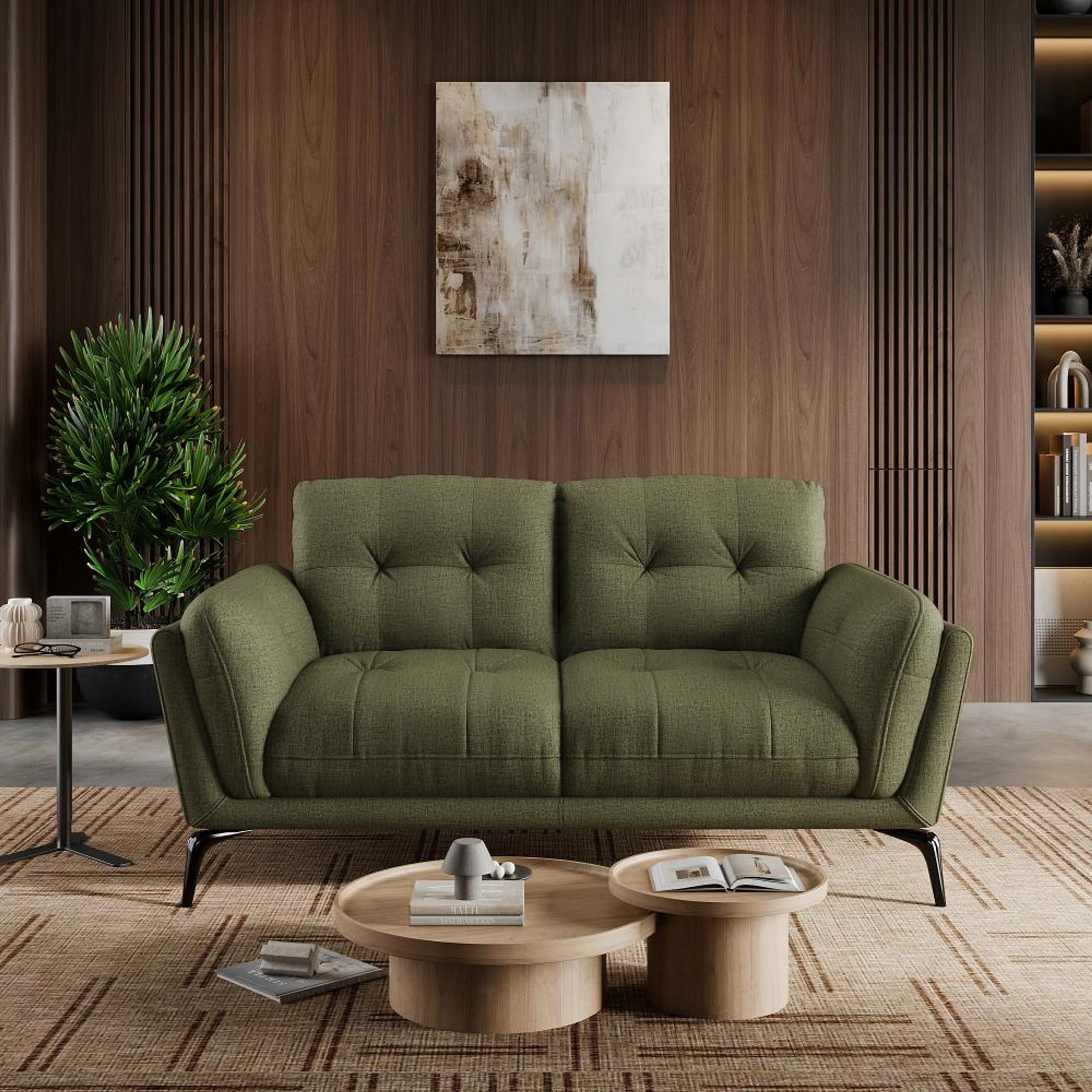 Wakefit Lille Sofa - Two Seater Regular, Two Seater, Green