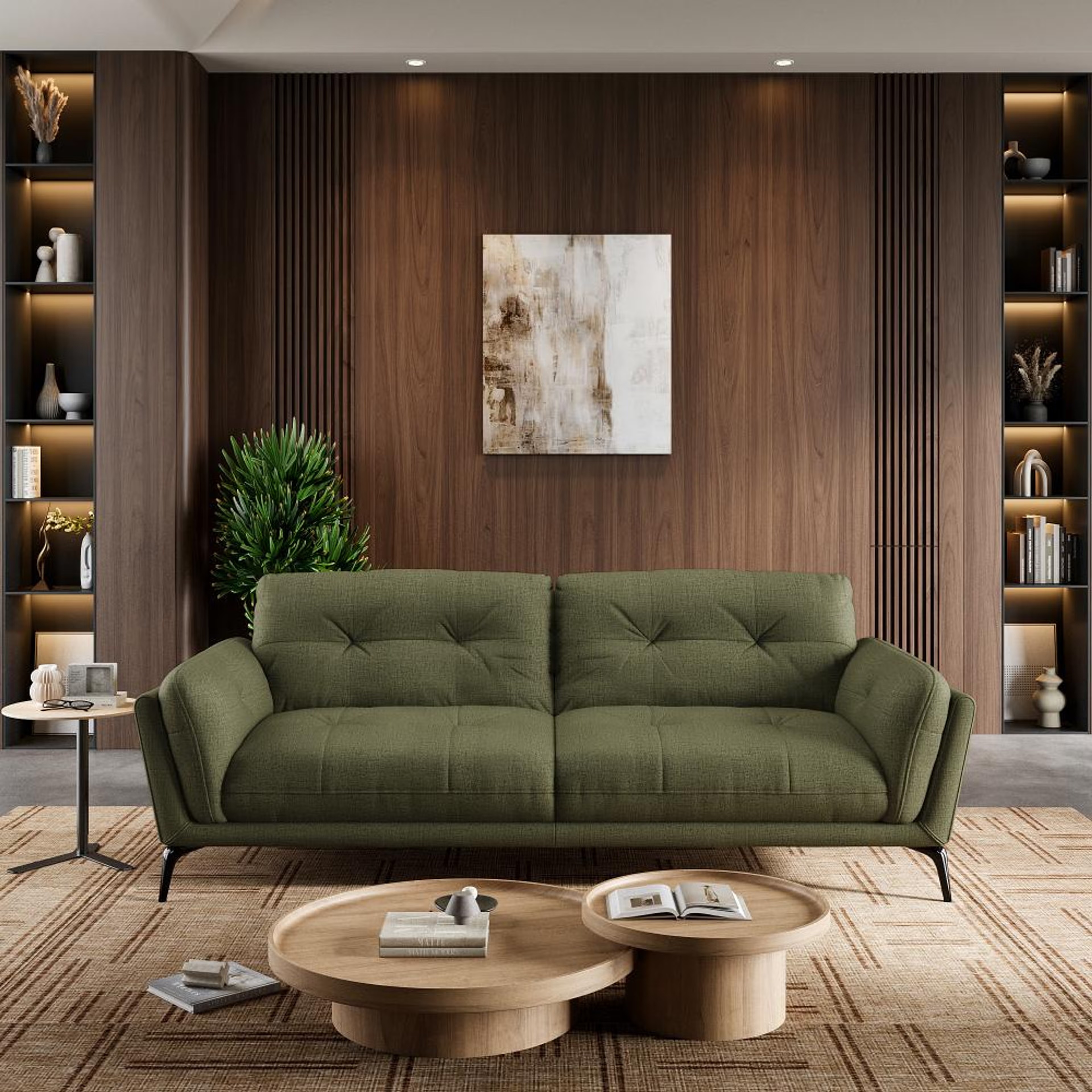 Wakefit Lille Sofa - Three Seater Regular, Three Seater, Green