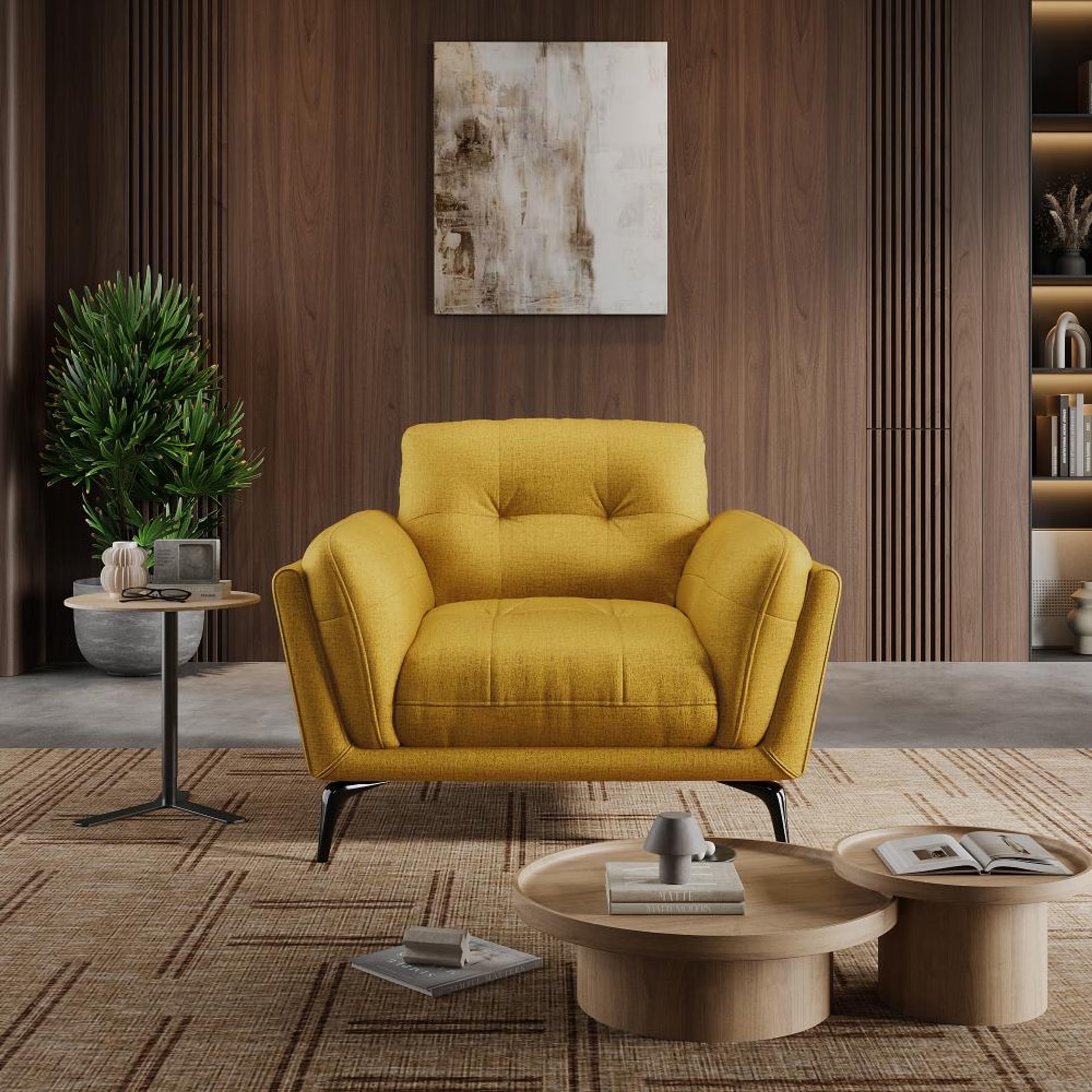 Wakefit Lille Sofa - One Seater Regular, Single Seater, Yellow