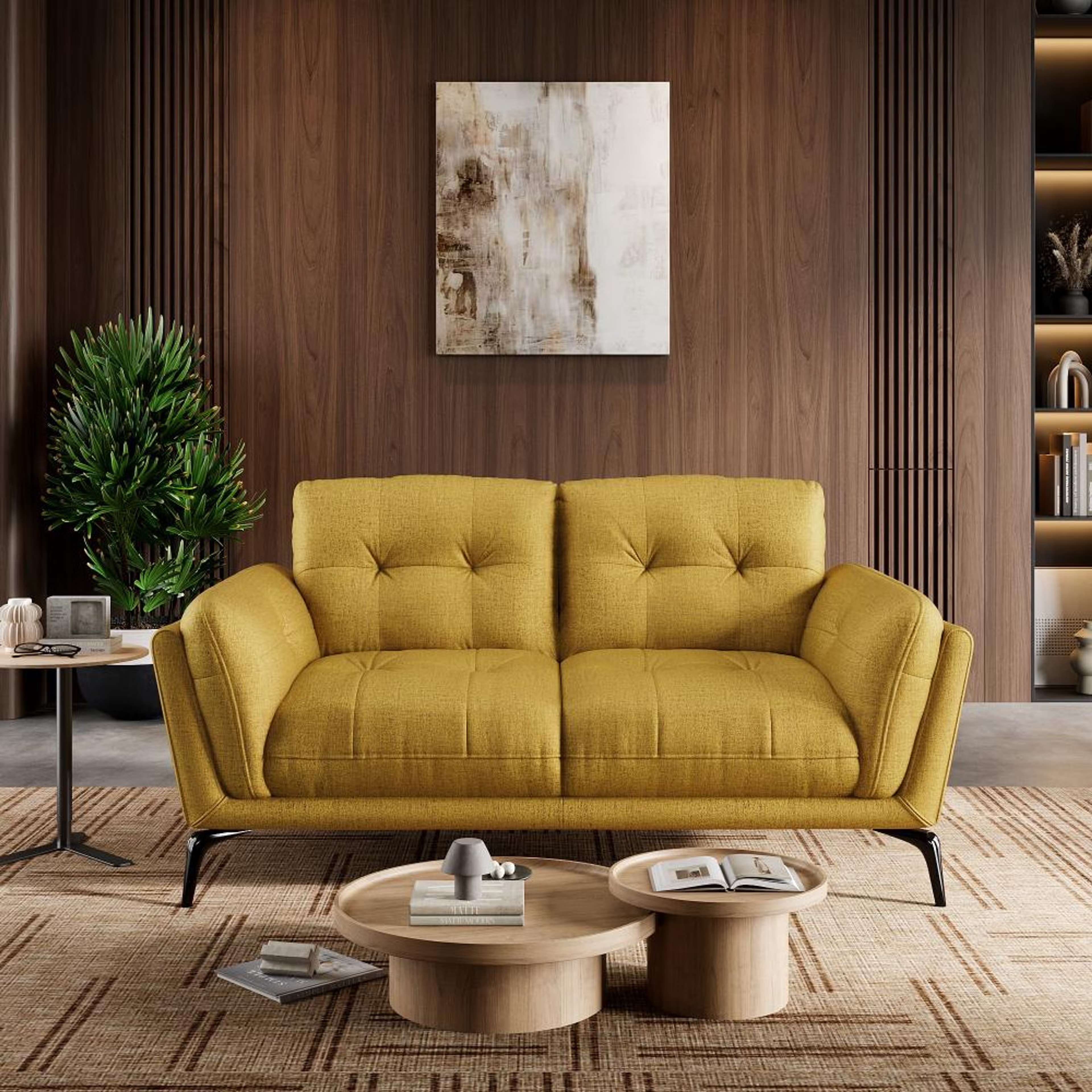 Home 25 Wakefit Lille Sofa - Two Seater Regular, Two Seater, Yellow