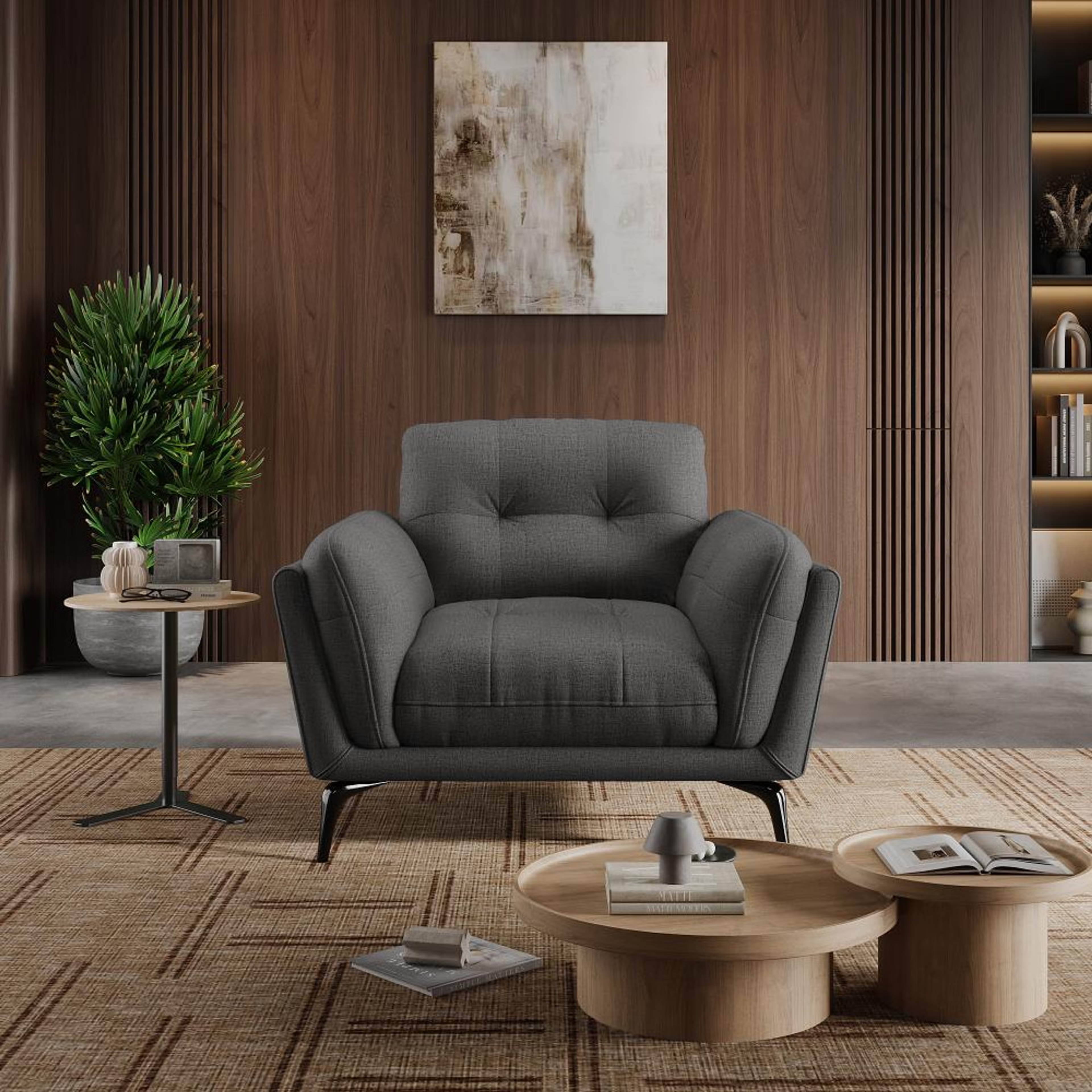 Home 31 Wakefit Lille Sofa - One Seater Regular, Single Seater, Charcoal Grey