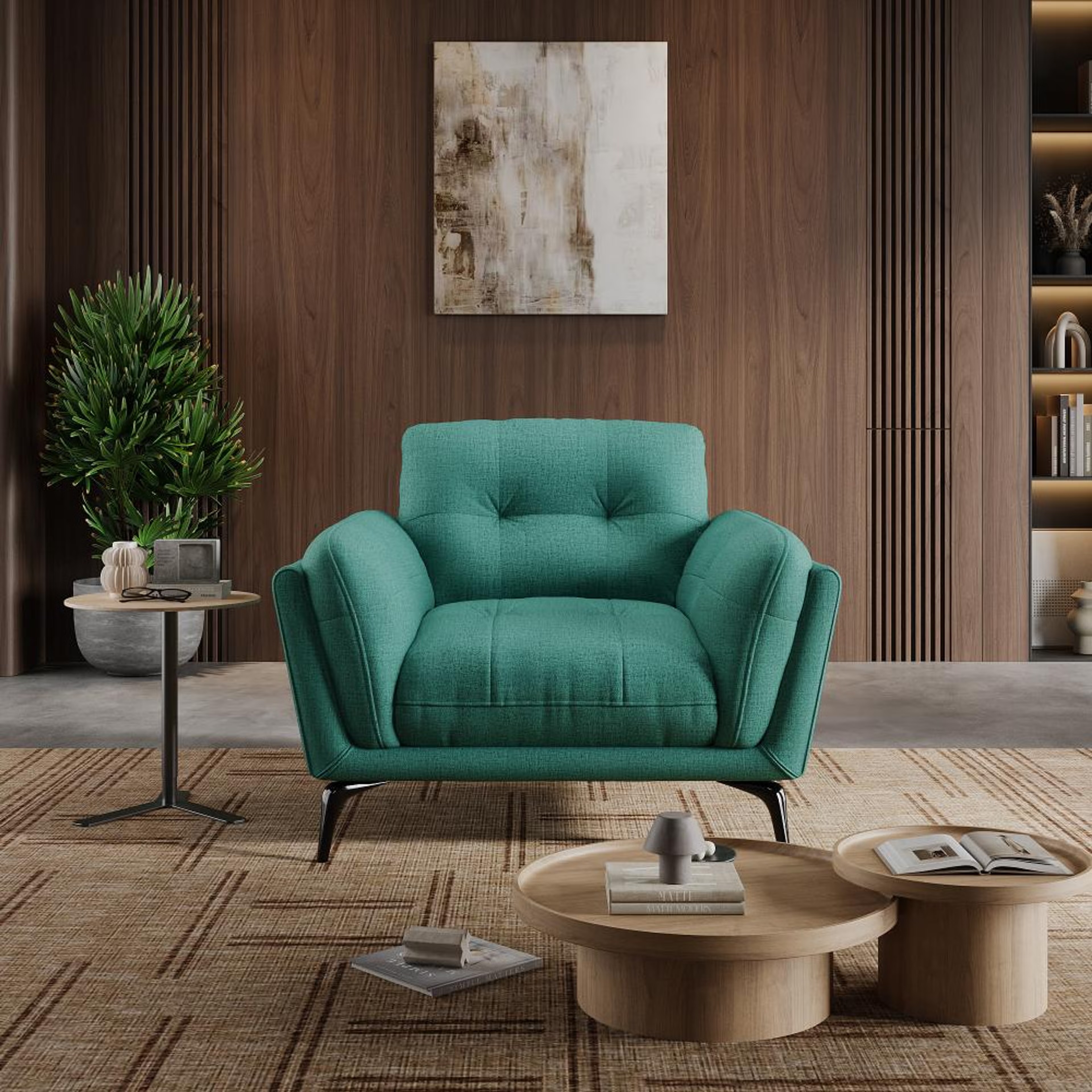 Wakefit Lille Sofa - One Seater Regular, Single Seater, Aqua Blue