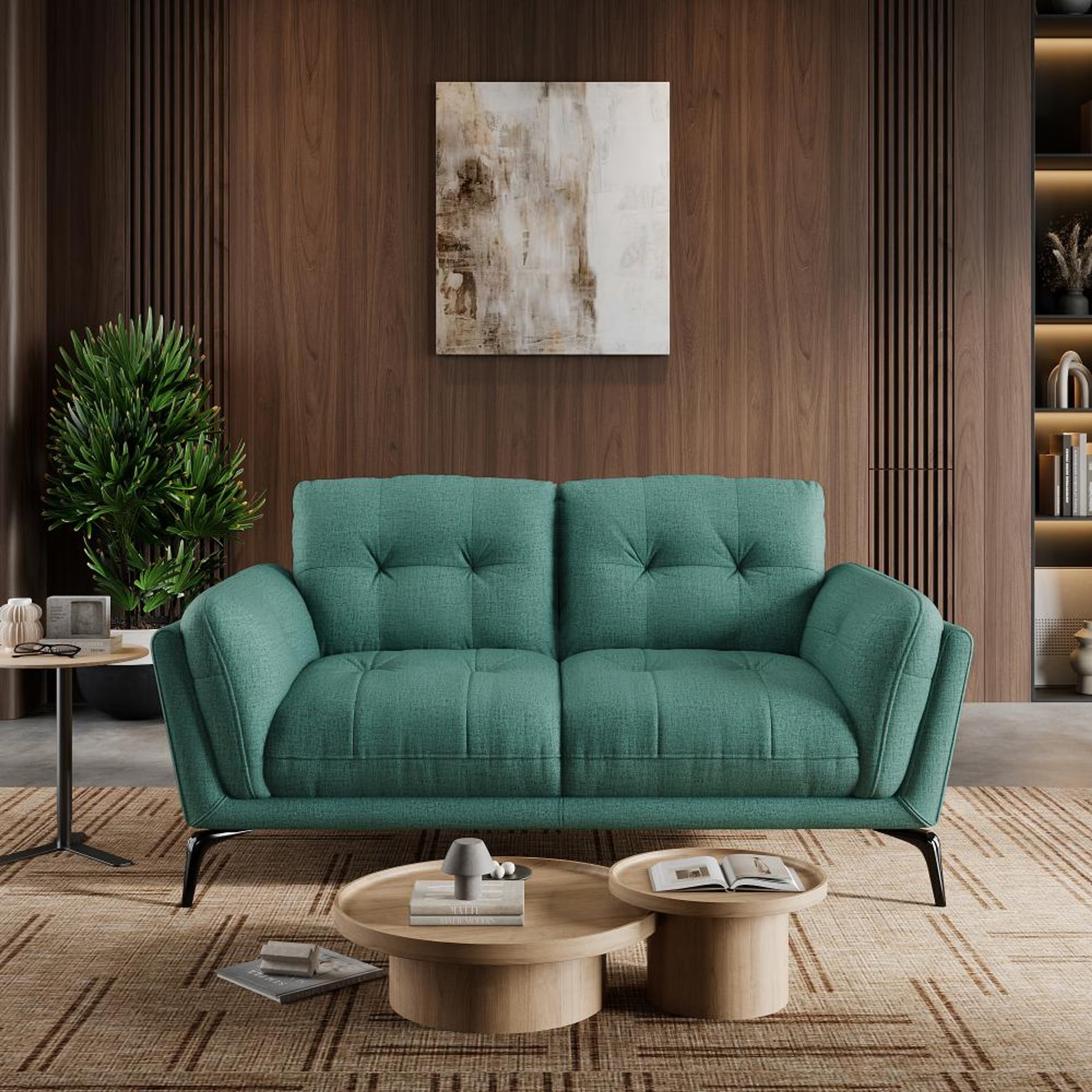 Home 37 Wakefit Lille Sofa - Two Seater Regular, Two Seater, Aqua Blue