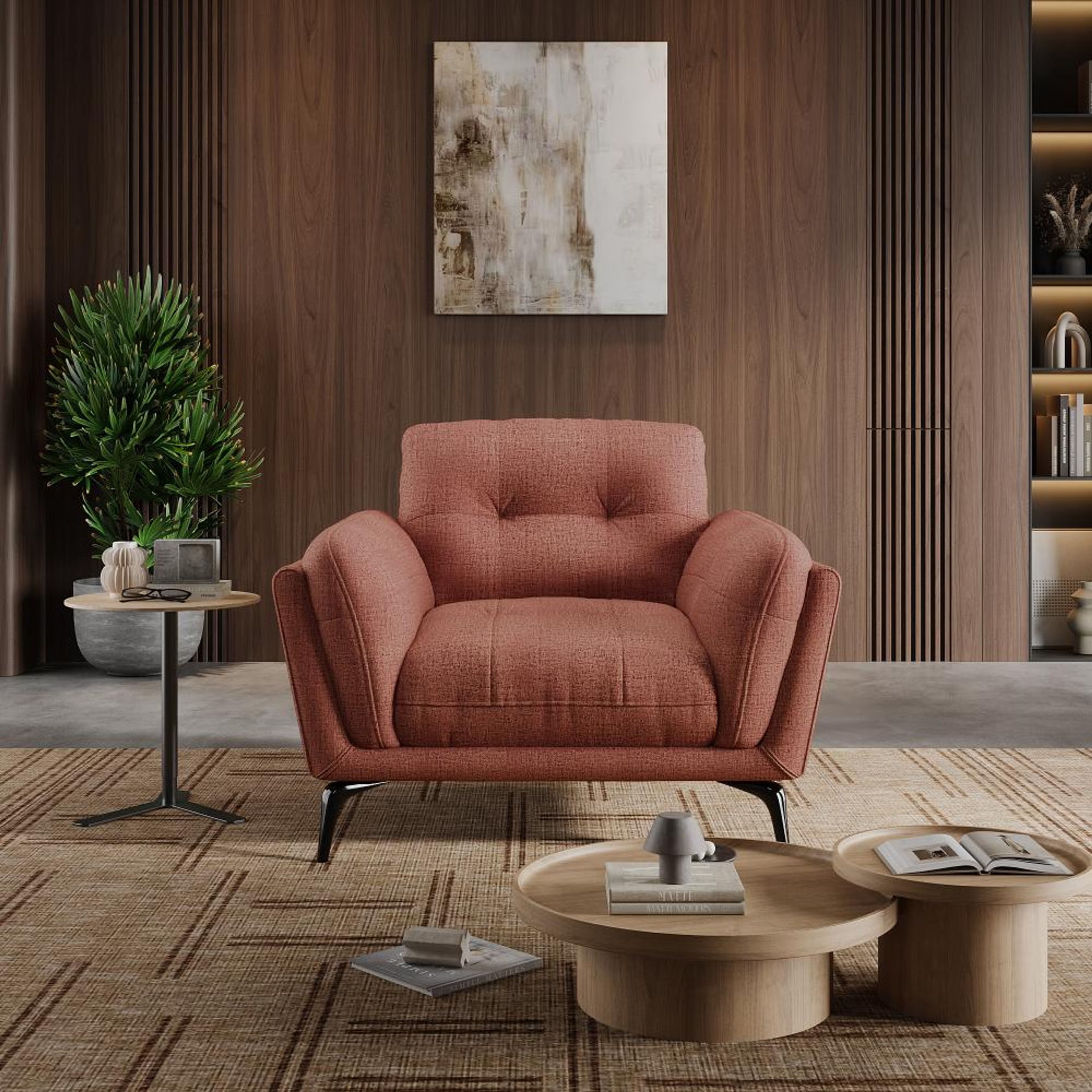 Wakefit Lille Sofa - One Seater Regular, Single Seater, Rose Brown