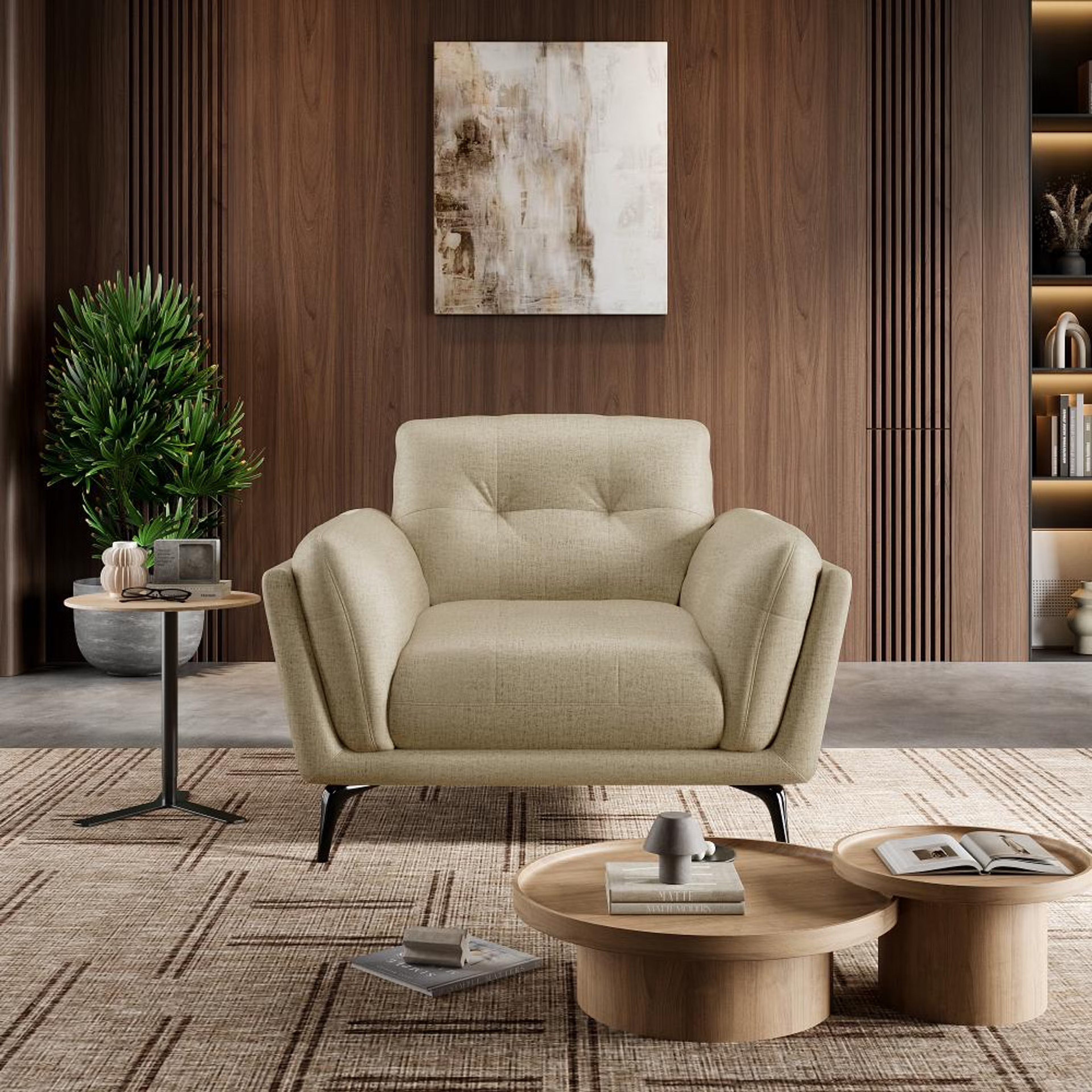 Wakefit Lille Sofa - One Seater Regular, Single Seater, White