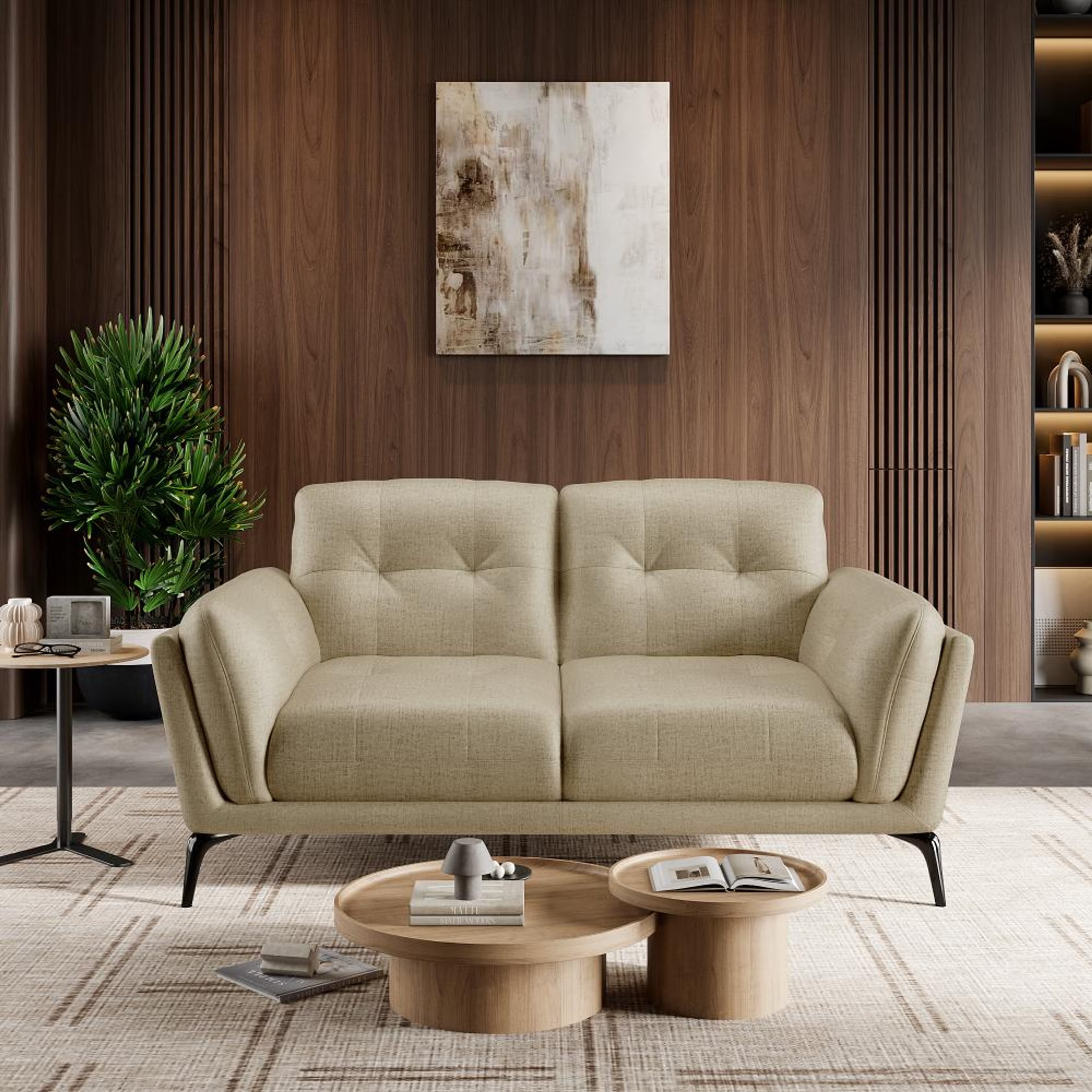 Wakefit Lille Sofa - Two Seater Regular, Two Seater, White