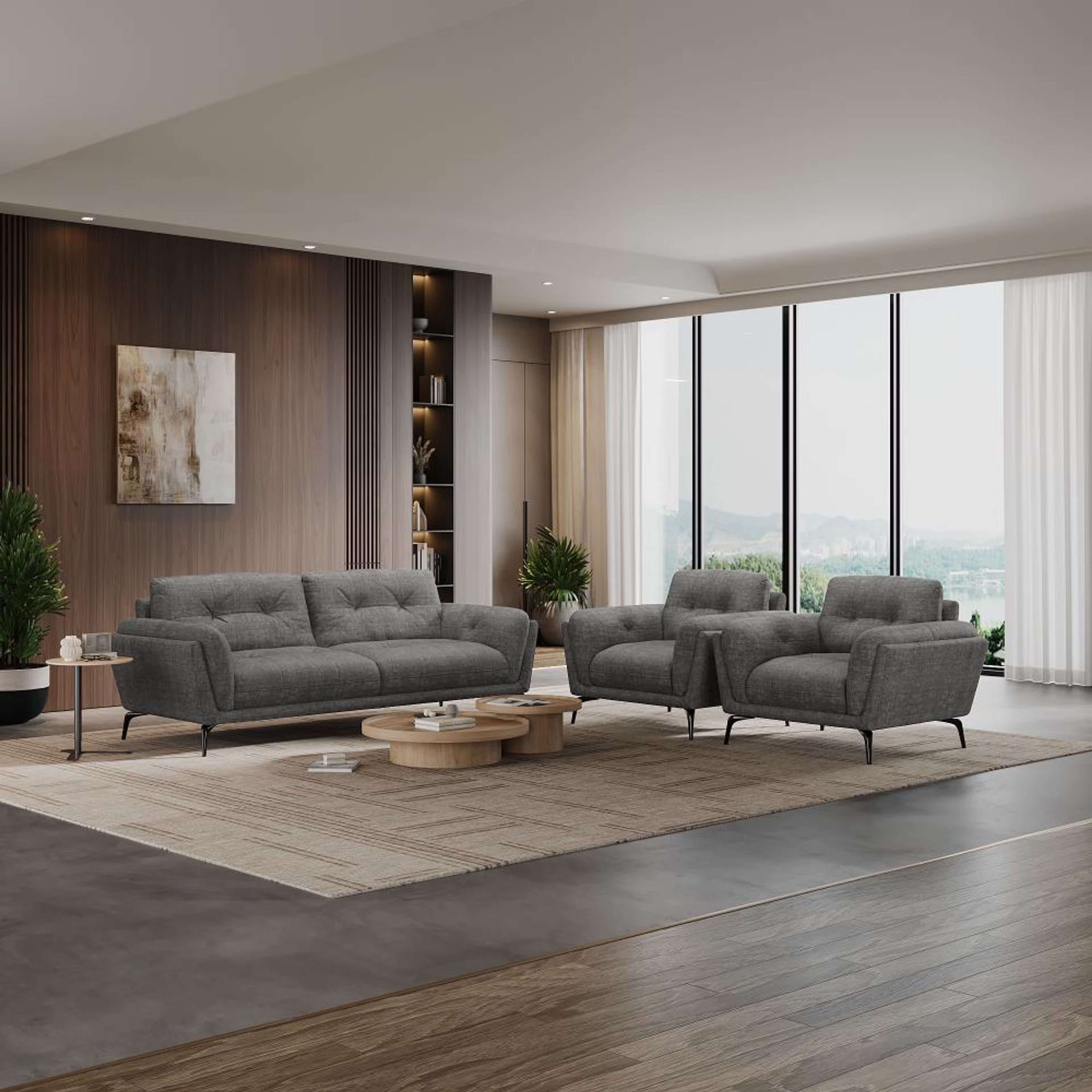 Home 40 Wakefit Lille Sofa Set (3+1+1) Seater Regular, Set (3+1+1), Graphite