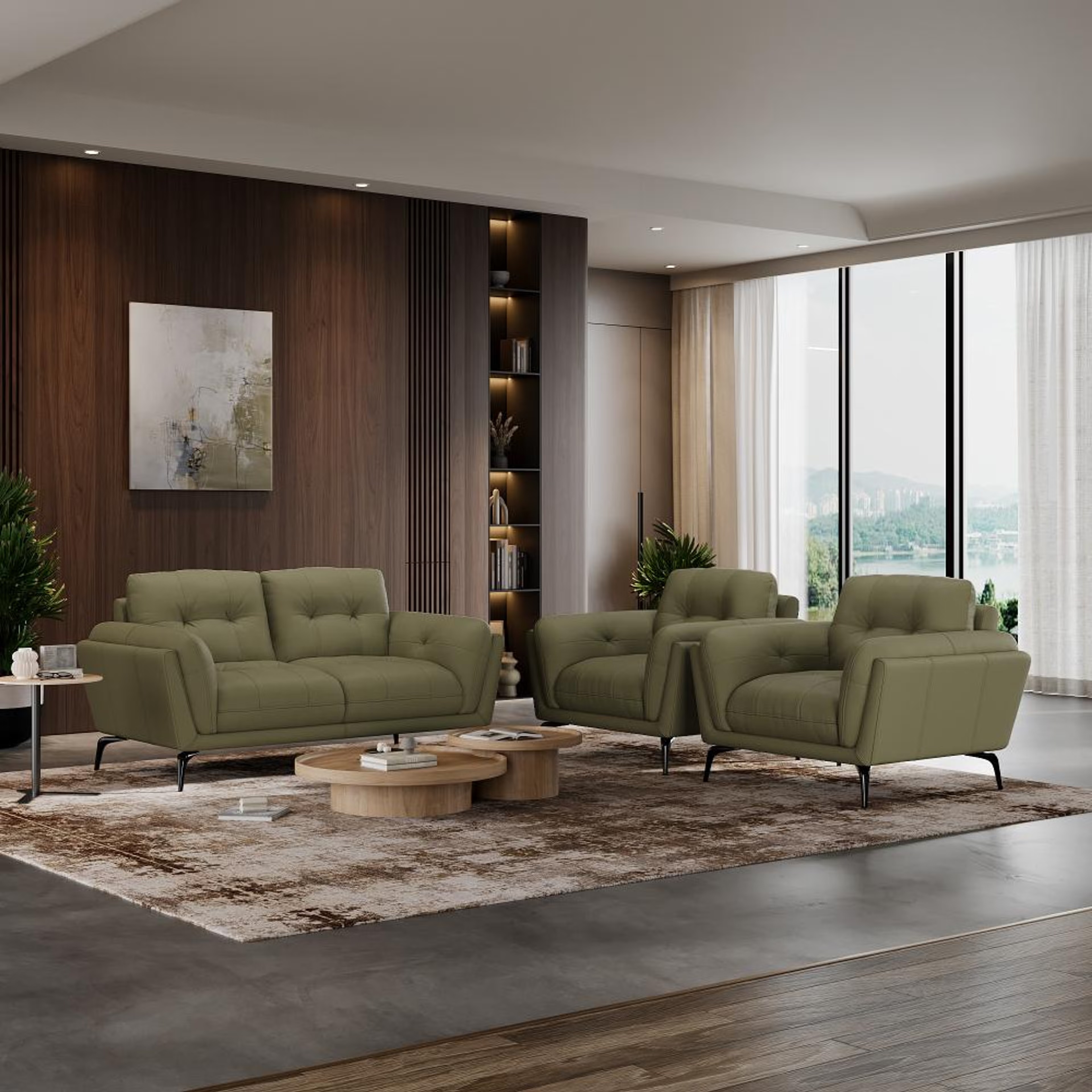 Home 28 Wakefit Lille Sofa Set (2+1+1) Seater Regular, Set (2+1+1), Green
