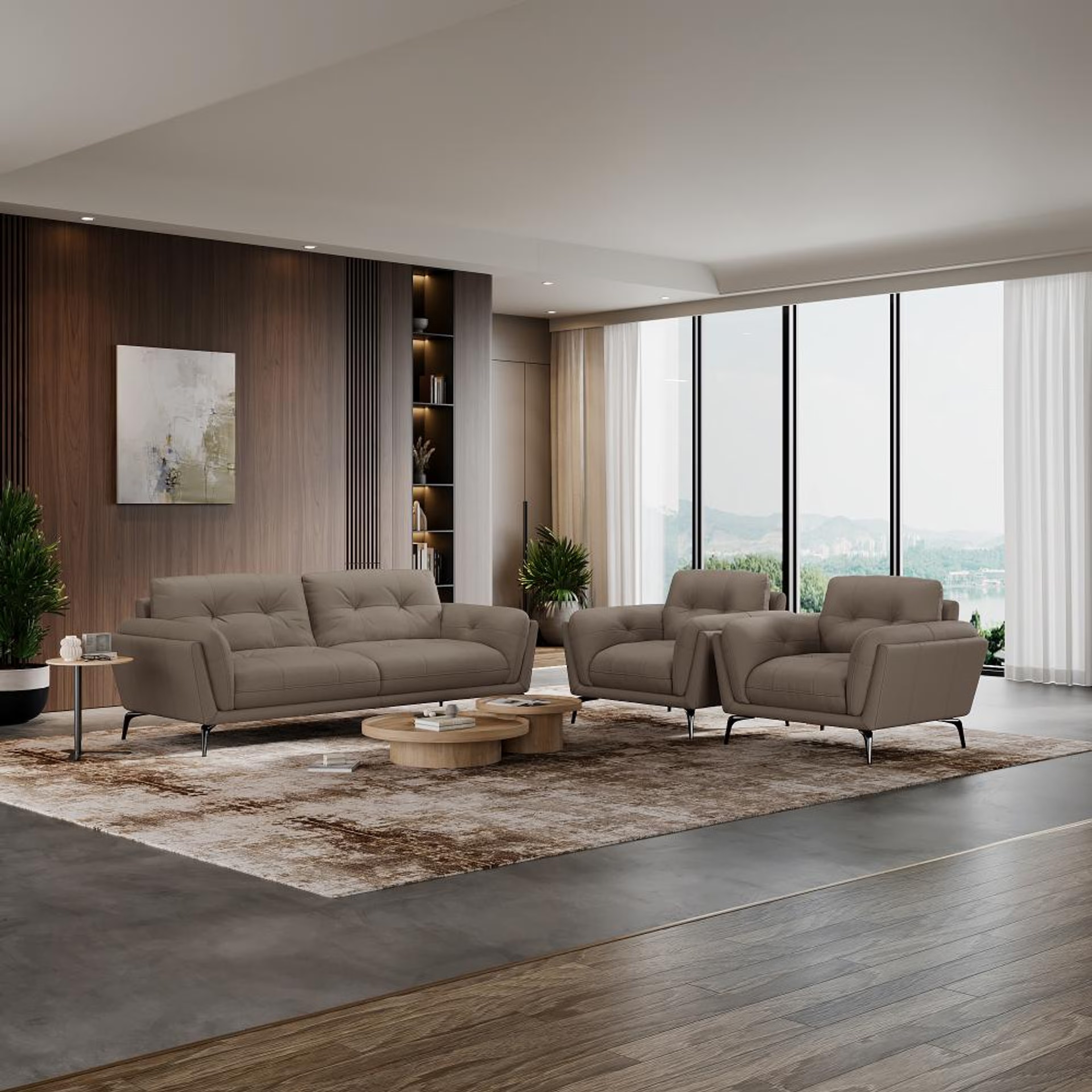 Wakefit Lille Sofa Set (3+1+1) Seater Regular, Set (3+1+1), Grey