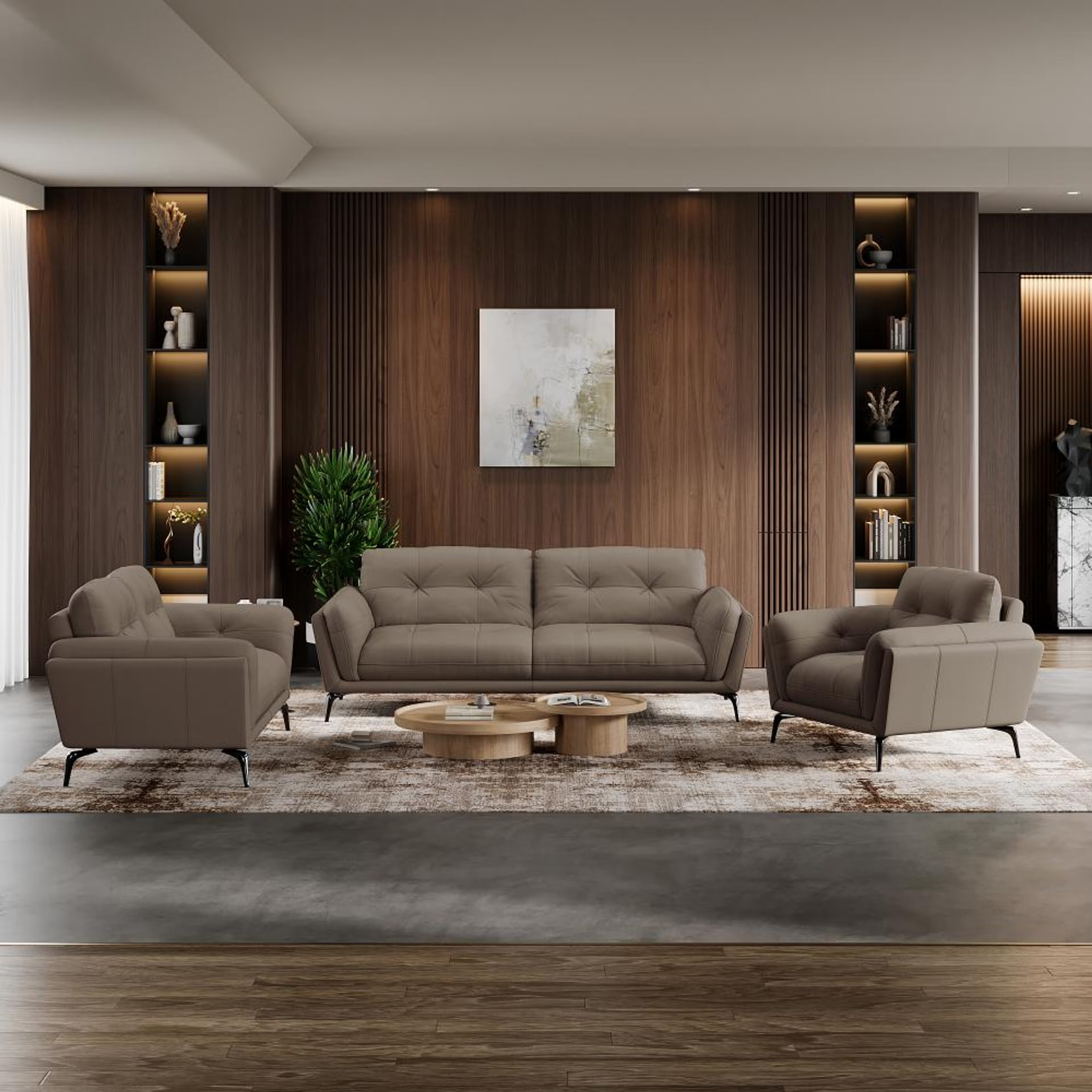Home 46 Wakefit Lille Sofa Set (3+2+1) Seater Regular, Set (3+2+1), Grey