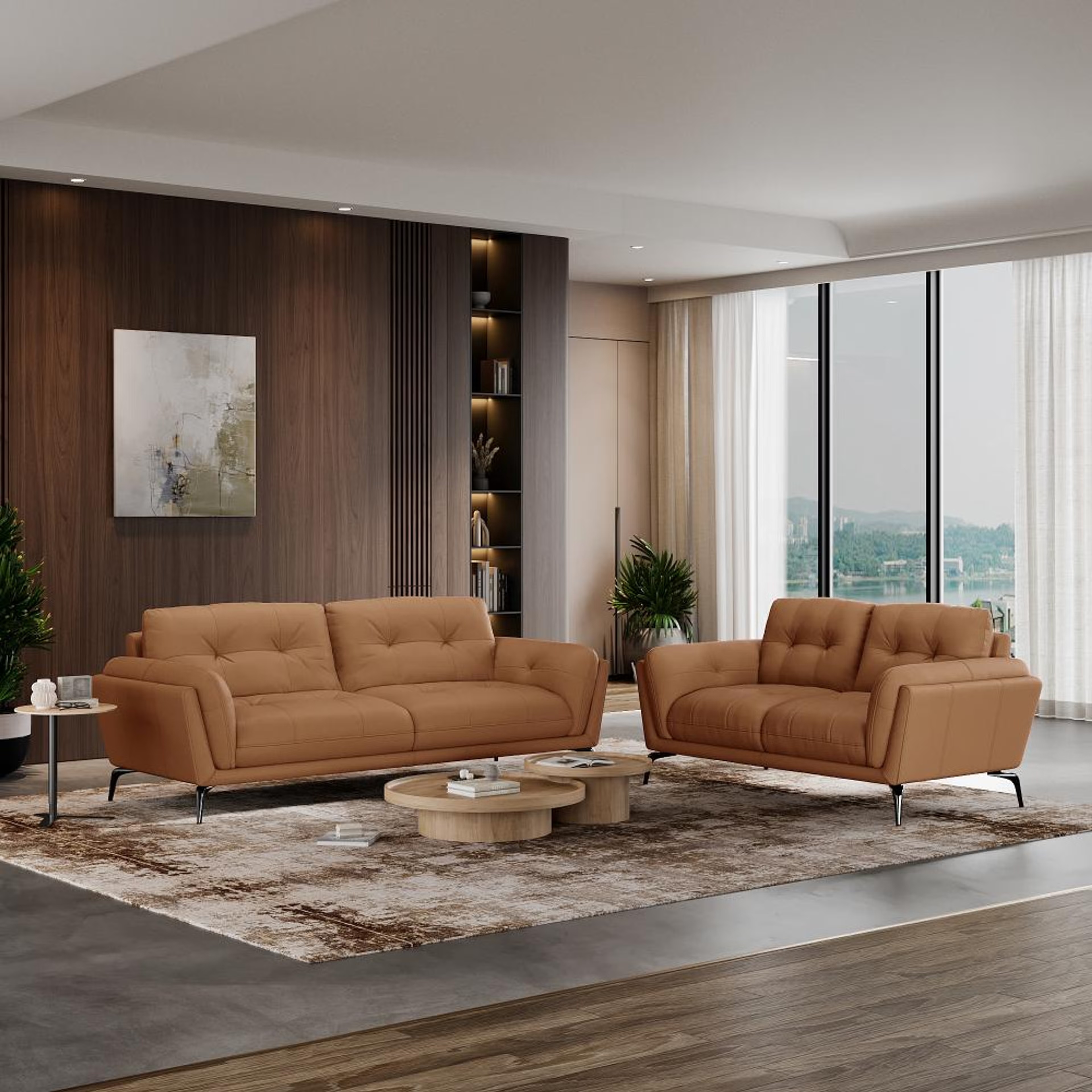Wakefit Lille Sofa Set (3+2) Seater Regular, Set (3+2), Brown