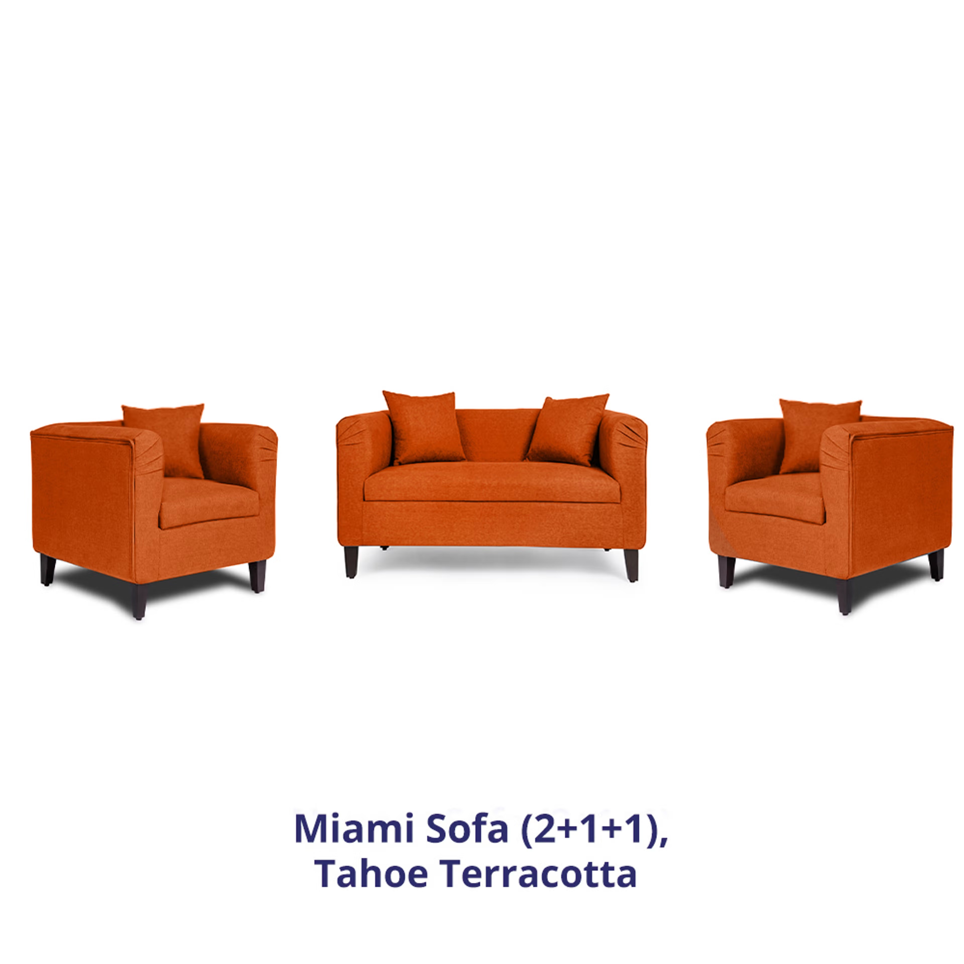 Wakefit Miami Sofa - 2+1+1 Seater - Terracotta Regular, 2 Seater + 1 Seater + 1 Seater, Terracotta