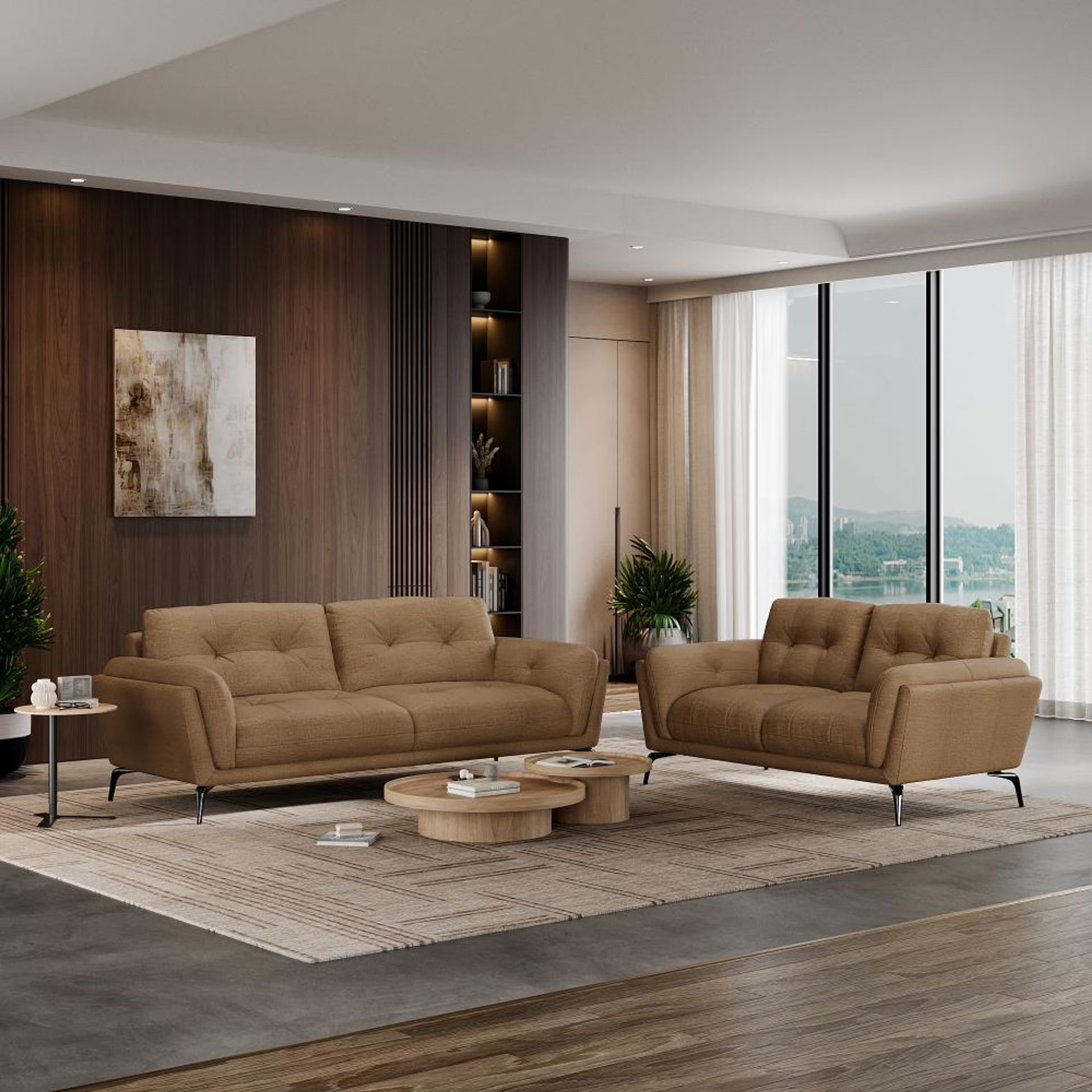 Home 25 Wakefit Lille Sofa Set (3+2) Seater Regular, Set (3+2), Mocha Brown