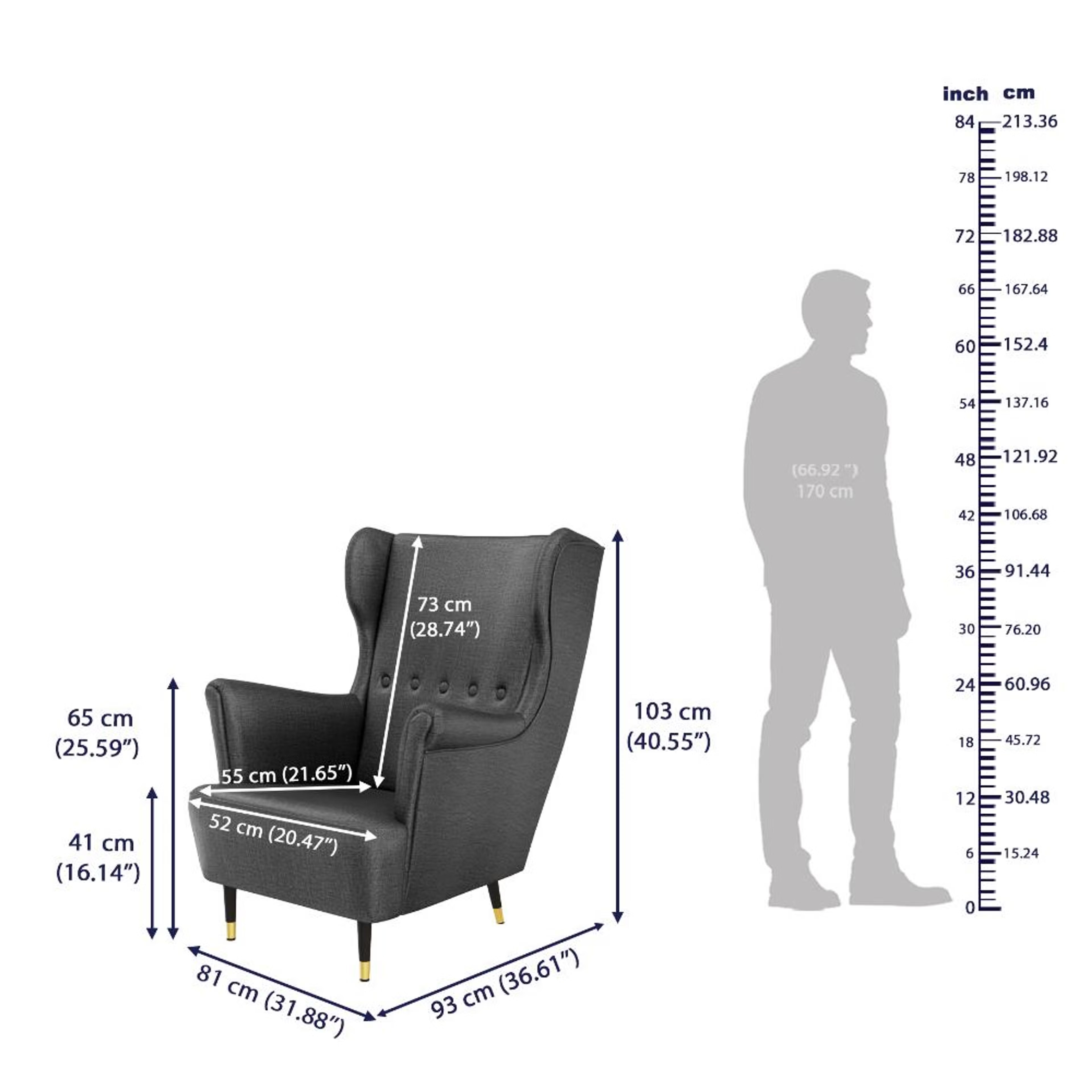 Wakefit Nicco Wing Chair - Reflection Charcoal Grey without Ottoman, Charcoal Grey 6 Wakefit Nicco Wing Chair - Reflection Charcoal Grey without Ottoman, Charcoal Grey