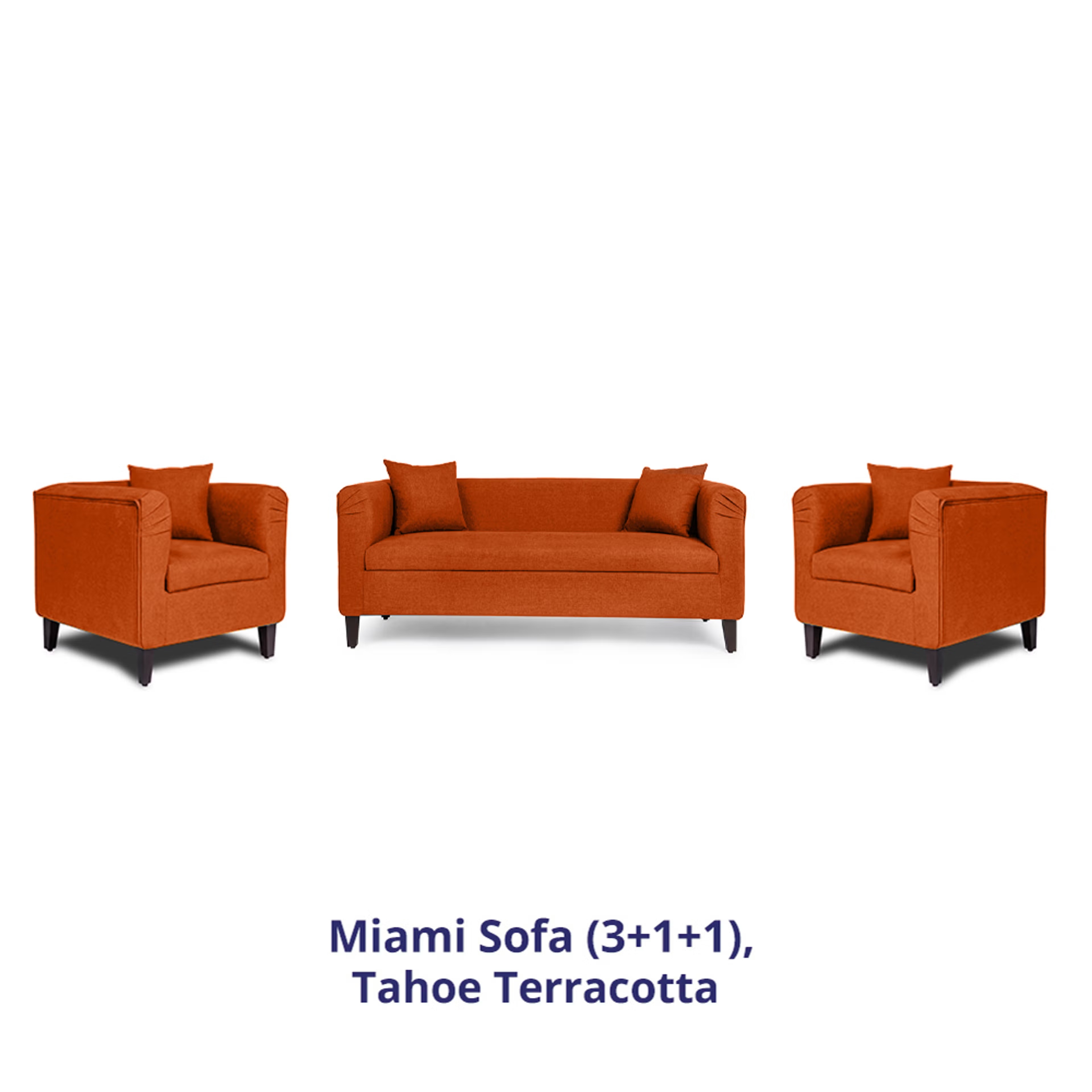 Wakefit Miami Sofa - 3+1+1 Seater - Terracotta Regular, 3 Seater + 1 Seater + 1 Seater, Terracotta