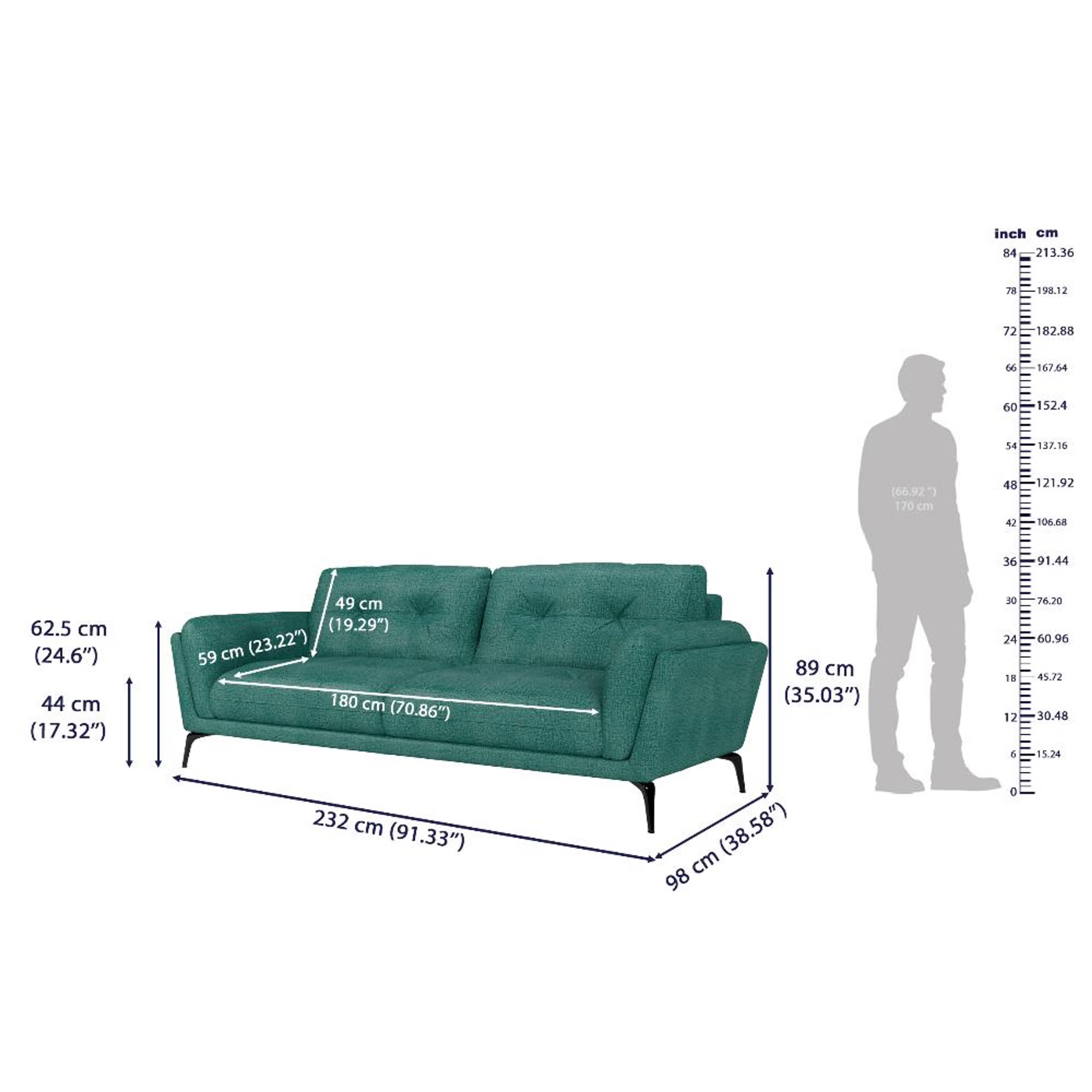 Wakefit Lille Sofa Set (3+1+1) Seater Regular, Set (3+1+1), Aqua Blue 8 Wakefit Lille Sofa Set (3+1+1) Seater Regular, Set (3+1+1), Aqua Blue