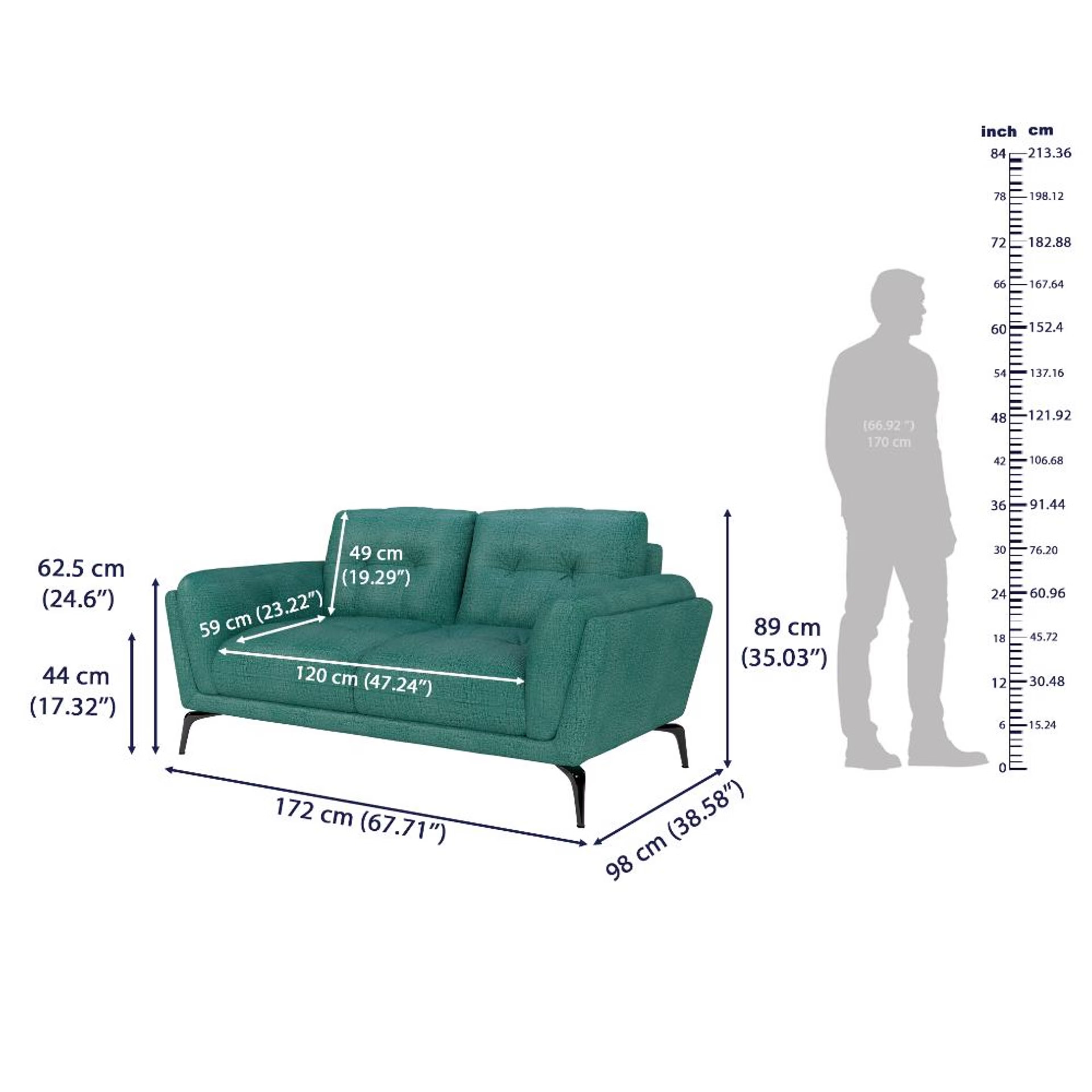 Wakefit Lille Sofa Set (2+1+1) Seater Regular, Set (2+1+1), Aqua Blue 8 Wakefit Lille Sofa Set (2+1+1) Seater Regular, Set (2+1+1), Aqua Blue
