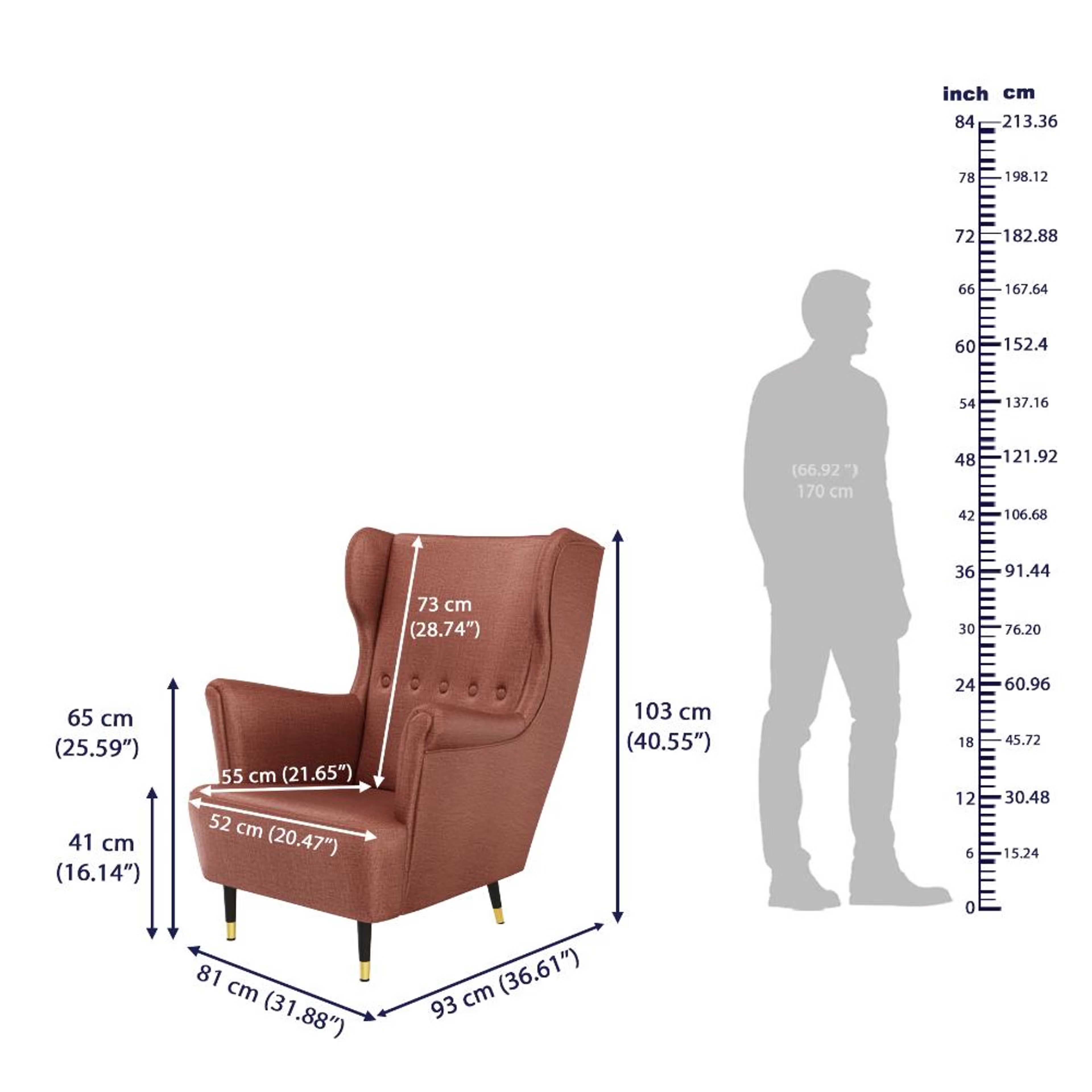 Wakefit Nicco Wing Chair - Reflection Rose Brown without Ottoman, Rose Brown 6 Wakefit Nicco Wing Chair - Reflection Rose Brown without Ottoman, Rose Brown