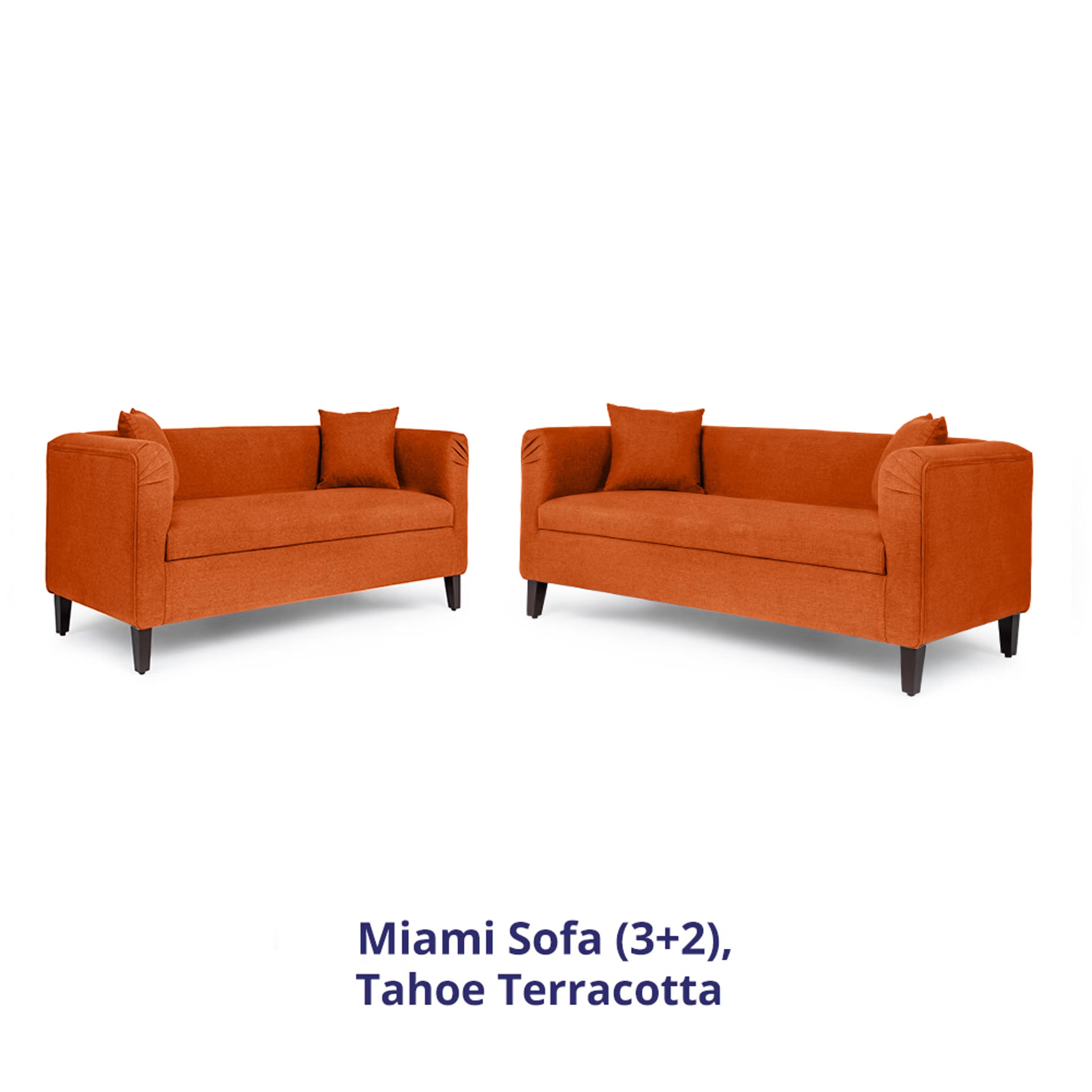 Wakefit Miami Sofa - 3+2 Seater - Terracotta Regular, 3 Seater + 2 Seater, Terracotta