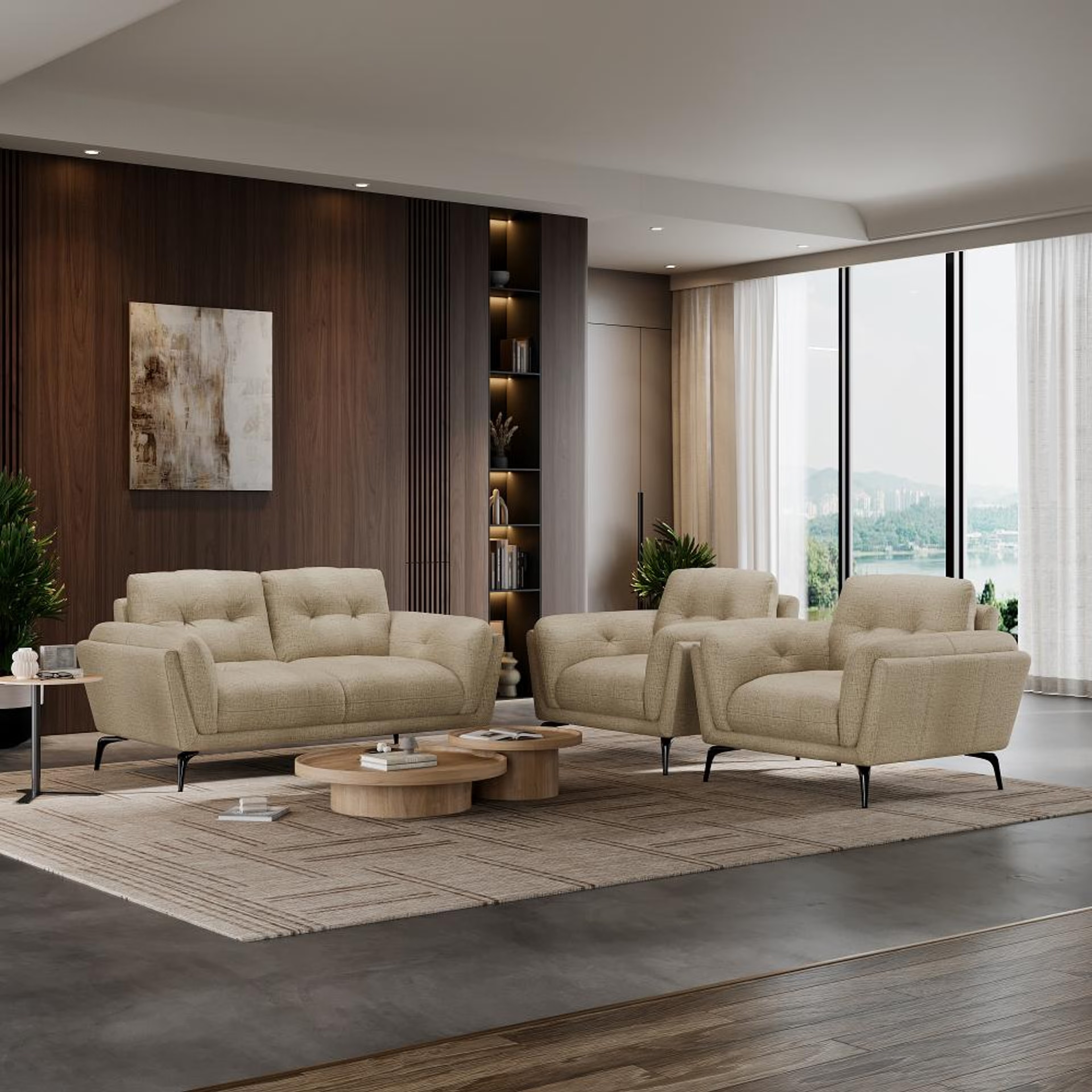 Wakefit Lille Sofa Set (2+1+1) Seater Regular, Set (2+1+1), White